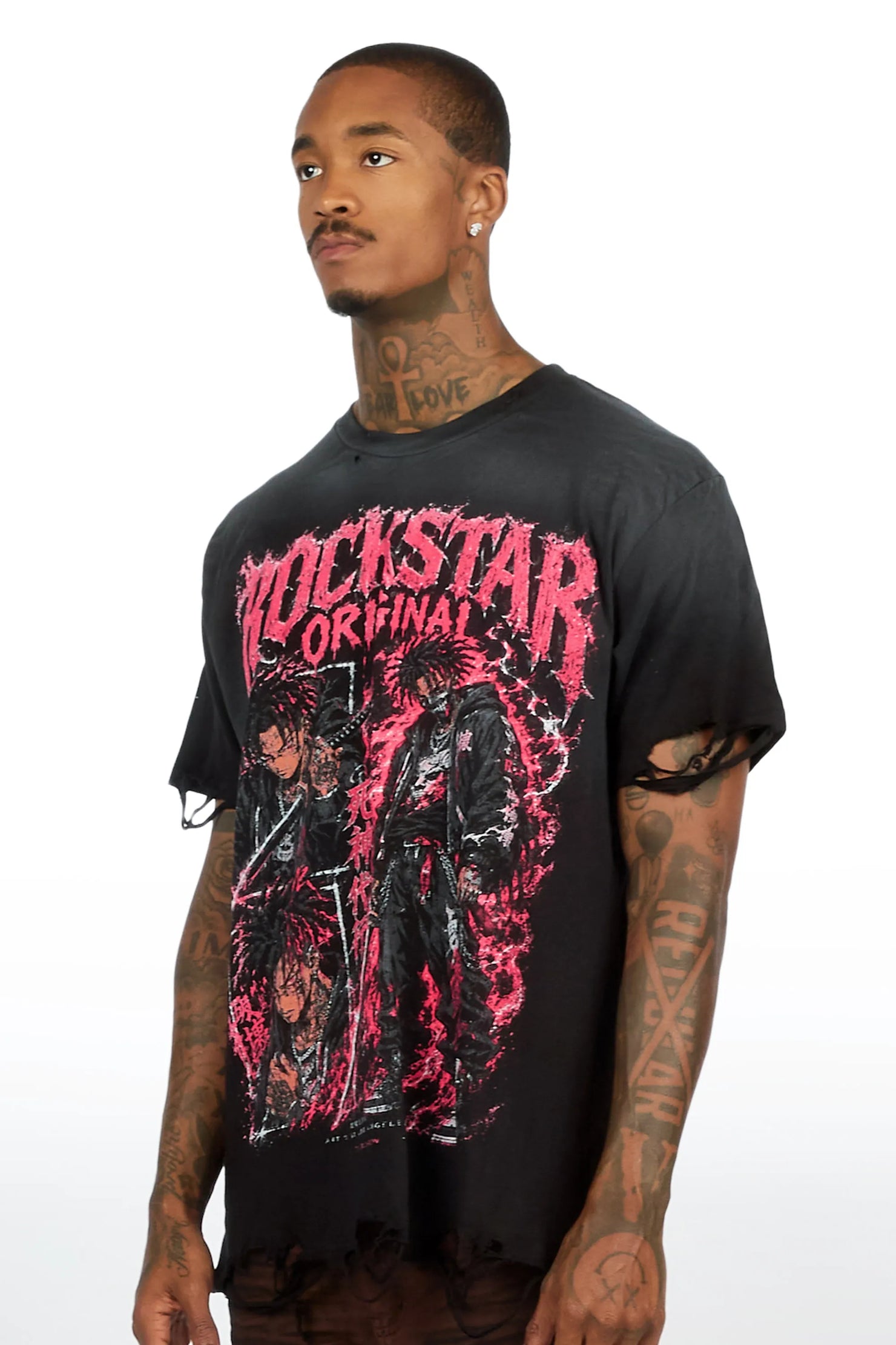 Brasko Black Oversized Graphic T-Shirt