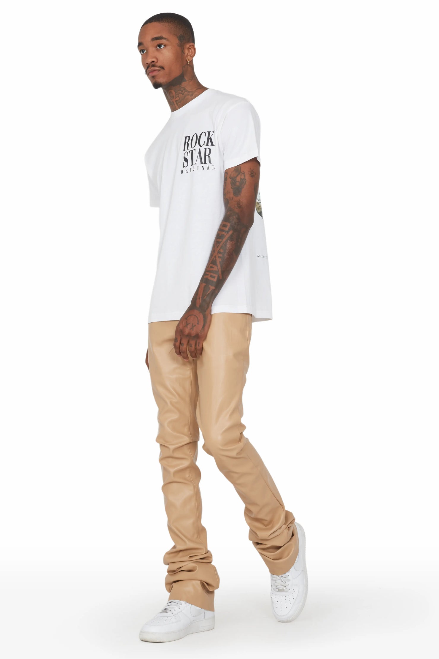 Ricky Tan Super Stacked Faux Leather Pant