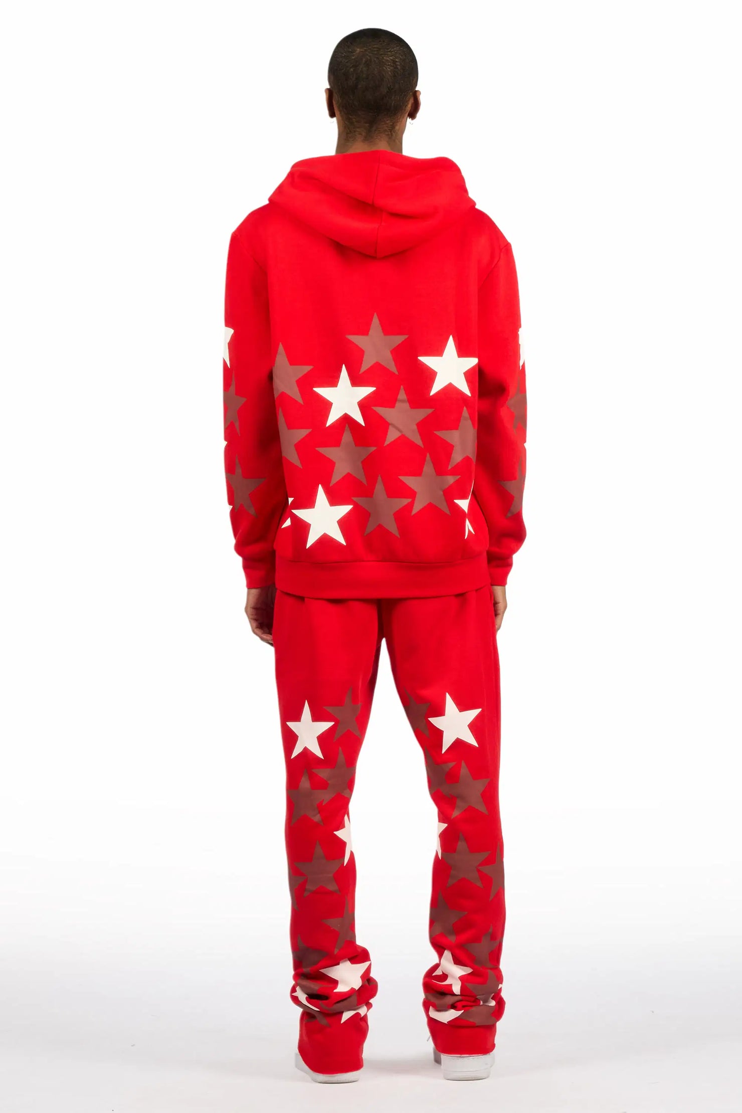Starlane Red Hoodie Stacked Flare Fit Track Set