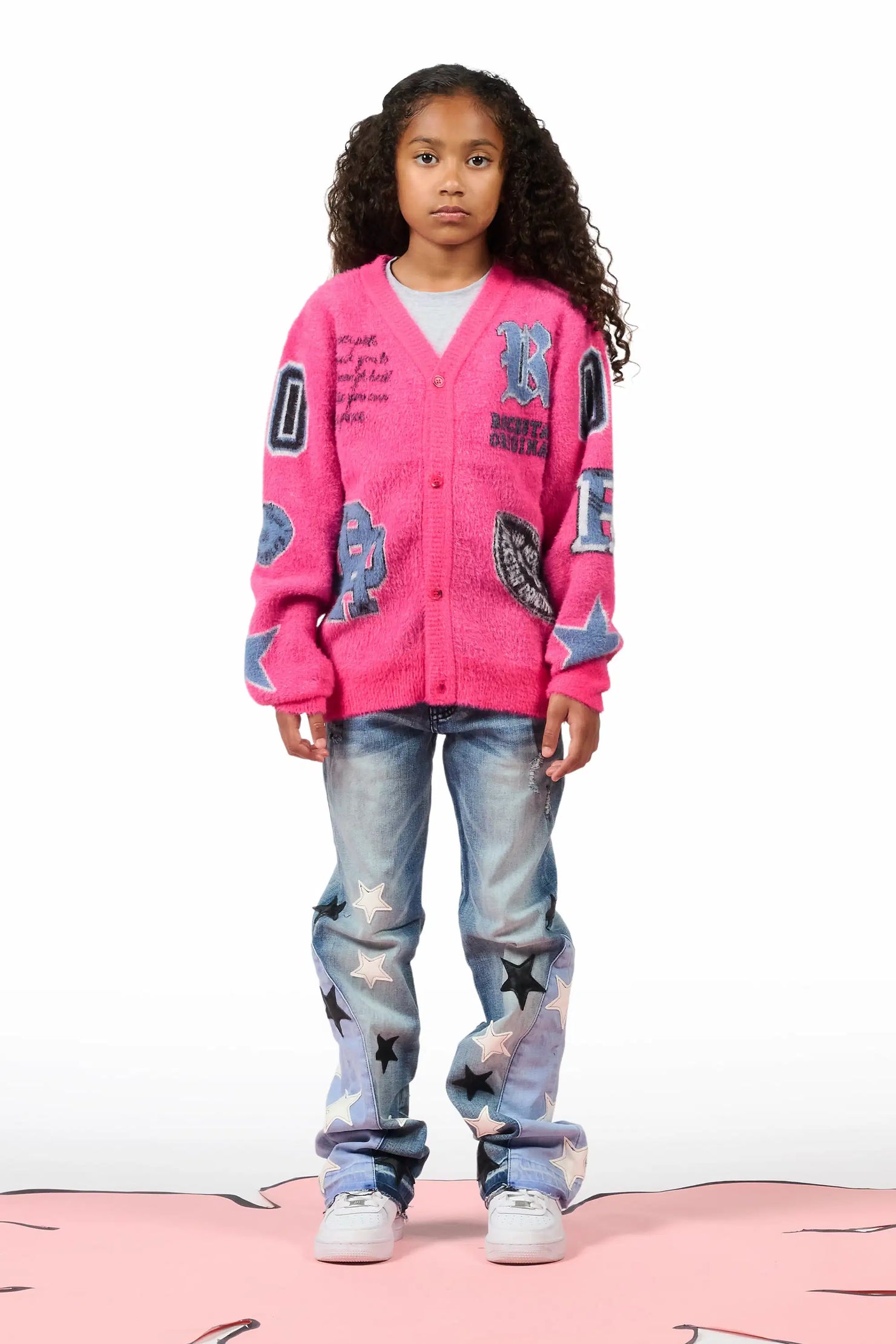 Girls Adella Medium Wash Stacked Jean