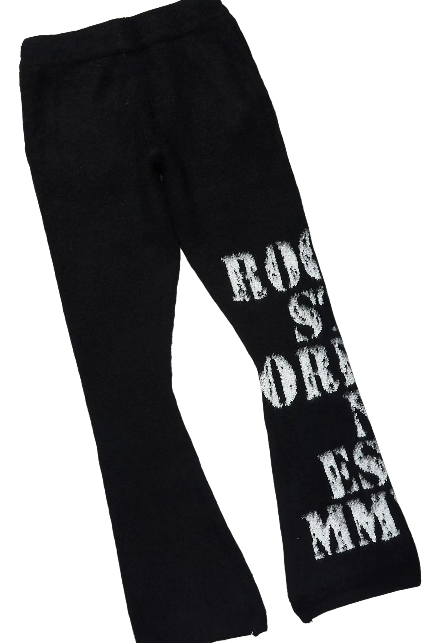 Steri Black Mohair Hoodie Stacked Flare Track Set