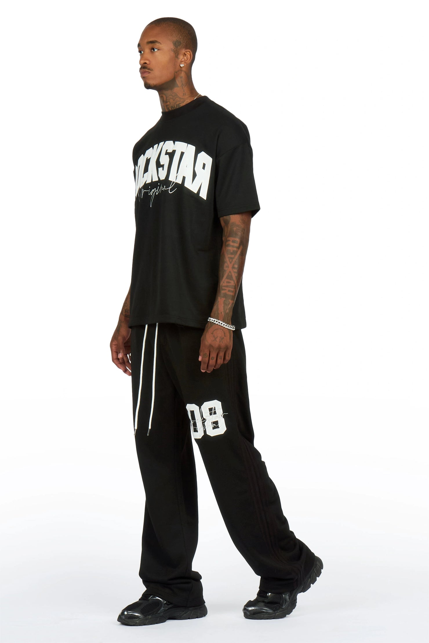 Zymir Black  French Terry Chenille Tee/ French Terry Relaxed Track Set