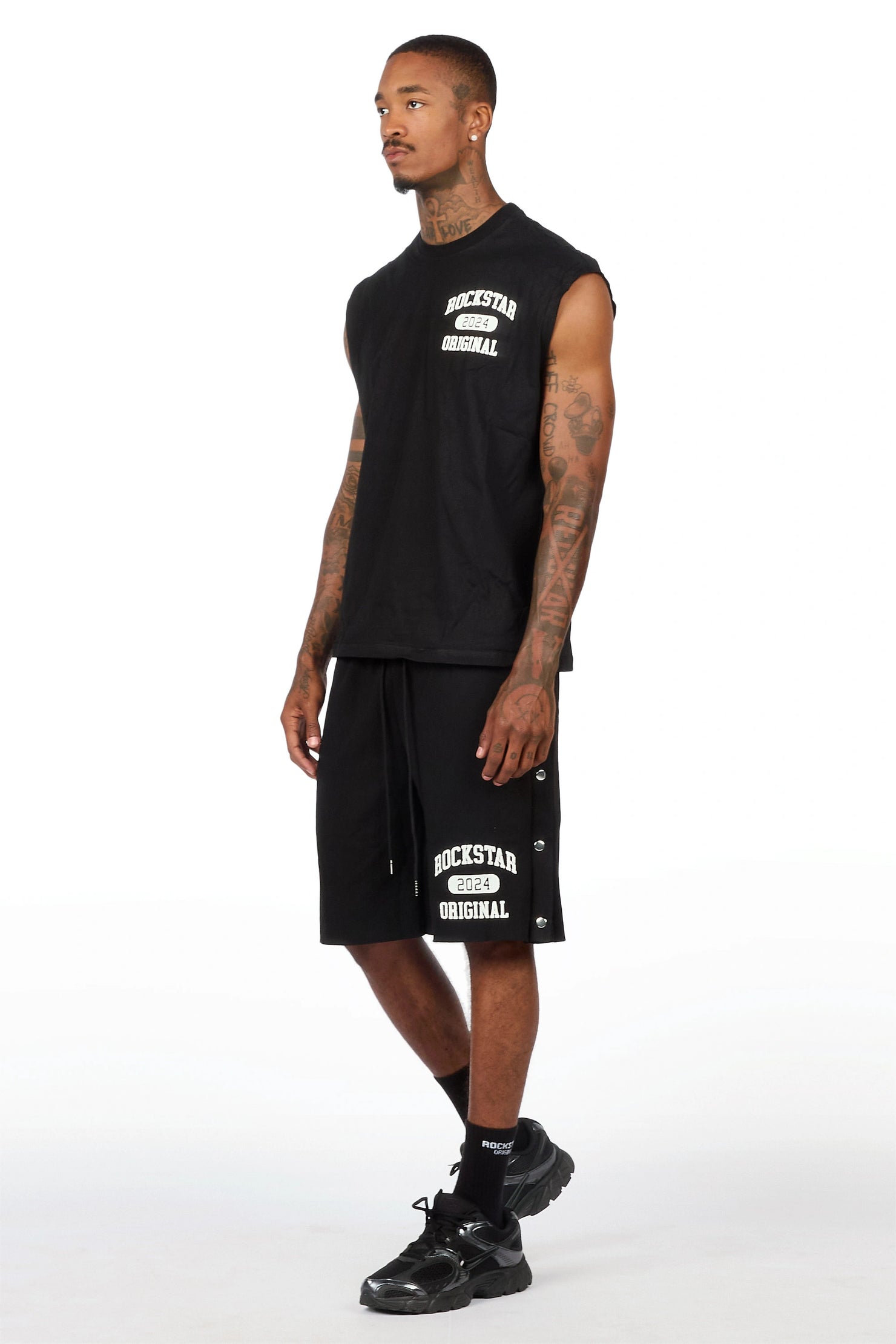 Lex Black Cut Sleeve T-Shirt/Short Set