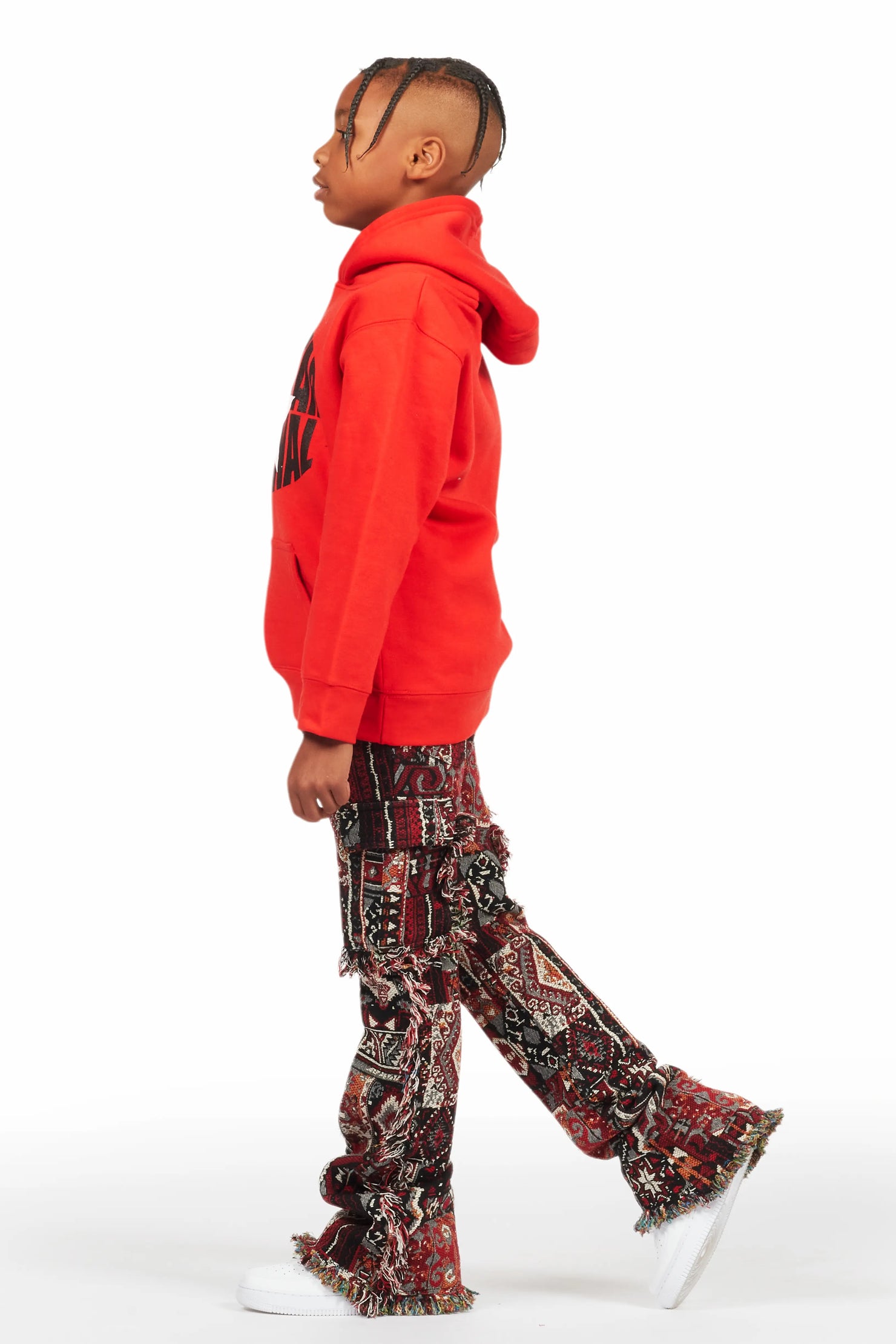 Boys Ayami Black/Multi Slim Tapestry Flare Pants