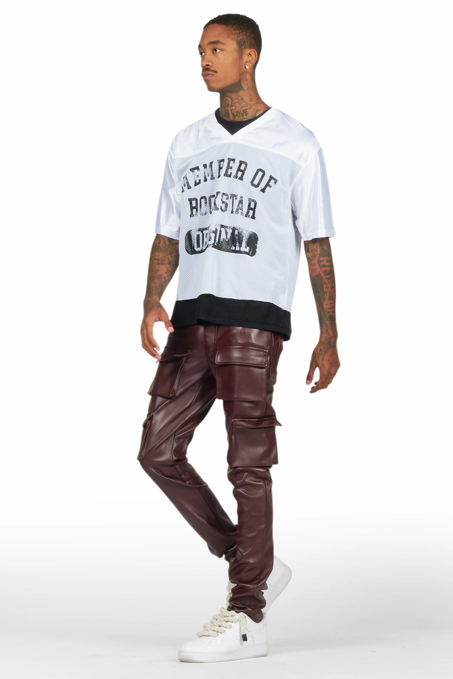 Kap Burgundy Skinny Faux Leather Fit Jean