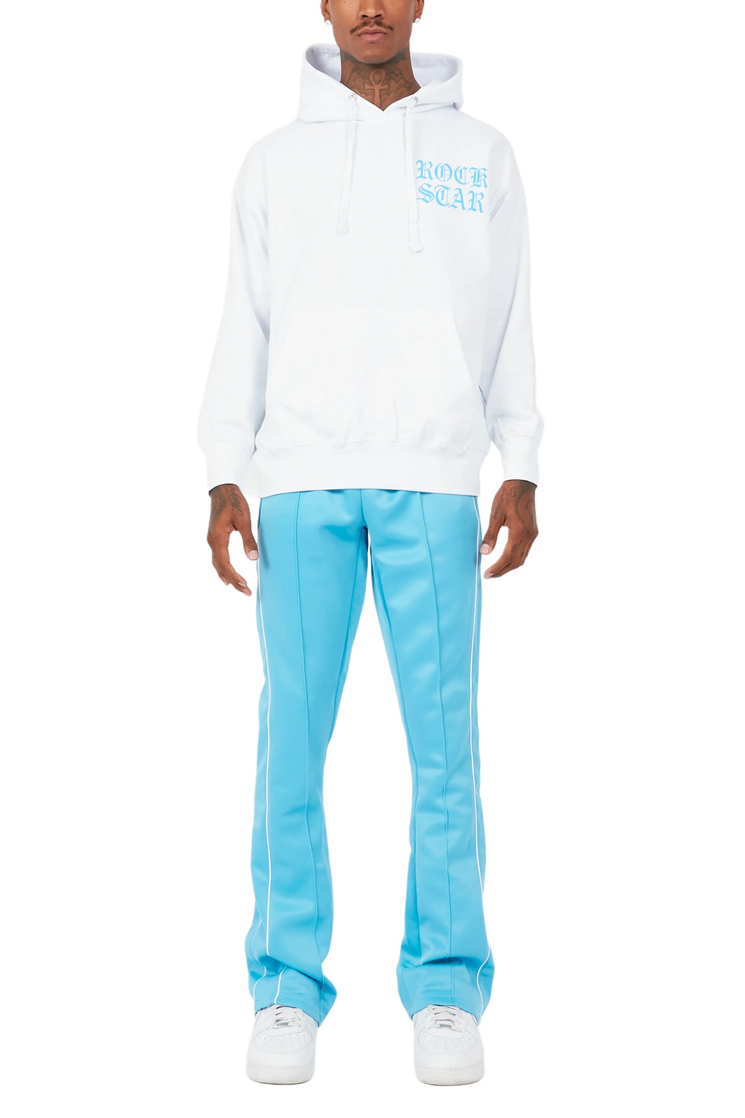 Murdra White/Blue Hoodie Track Set