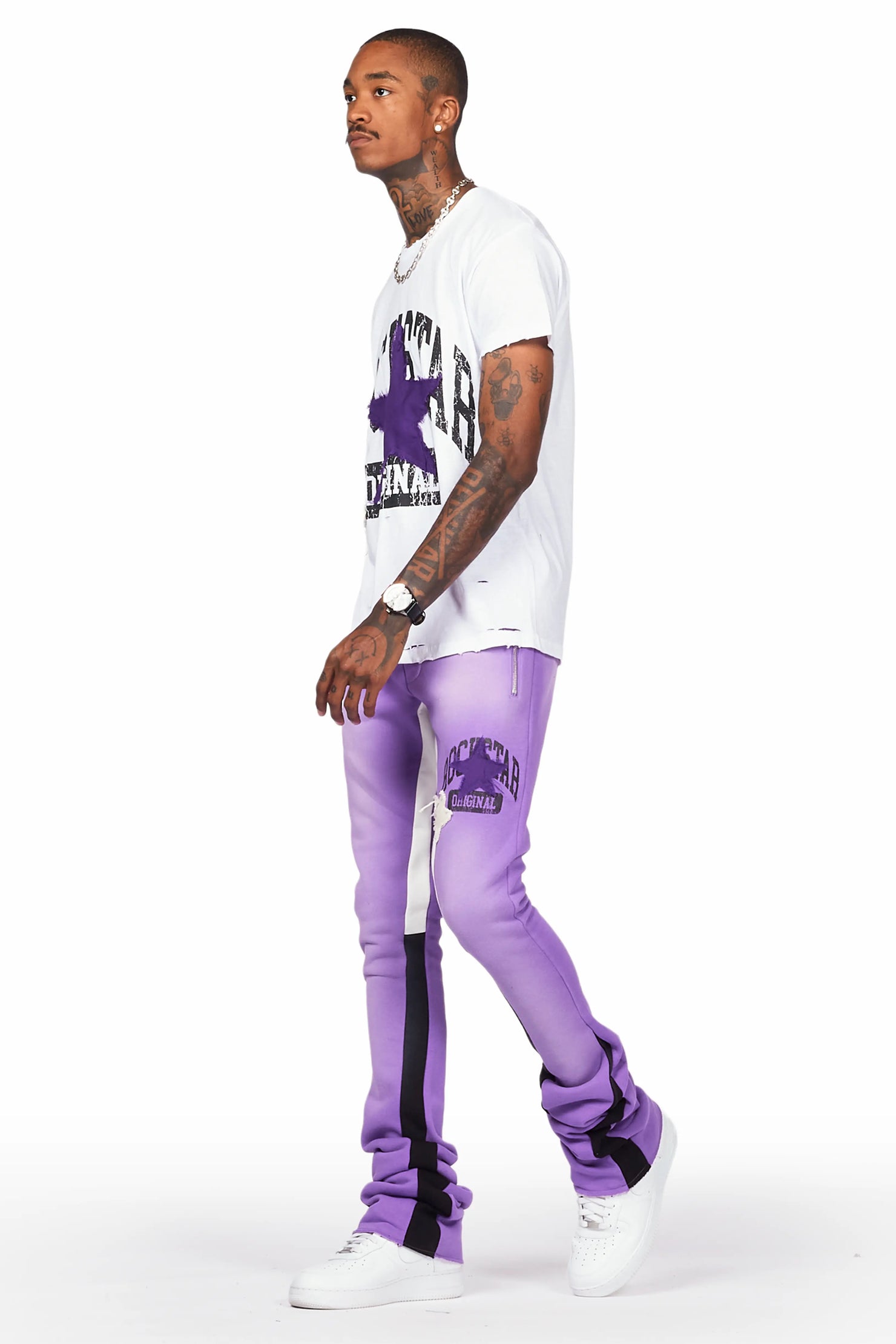 Mallor Purple/White T-Shirt/Super Stacked Track Set