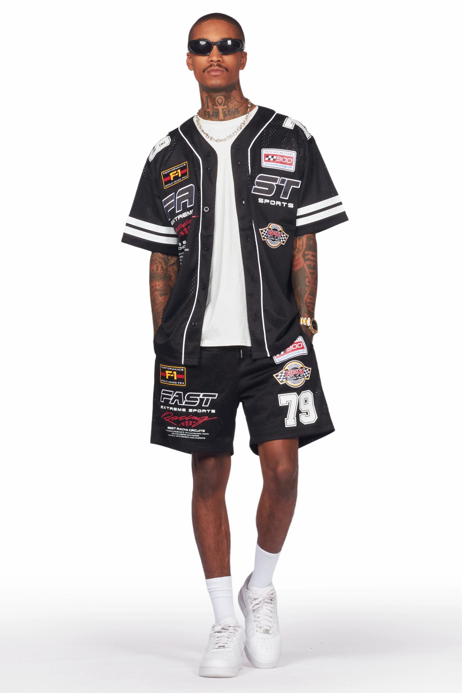 Takato Black Mesh Jersey Short Set