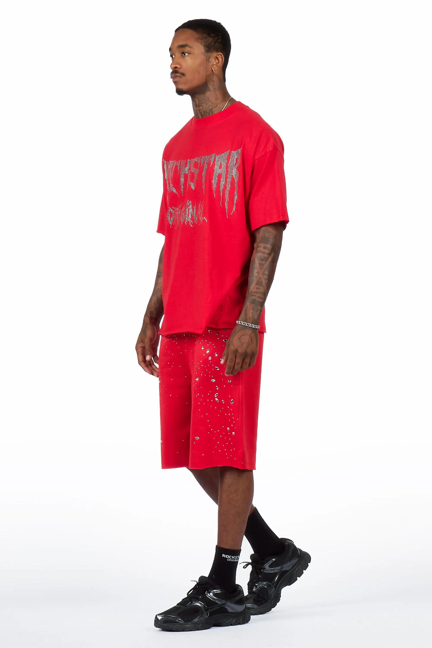 Twinkle Red Rhinestone T-Shirt/Short Set