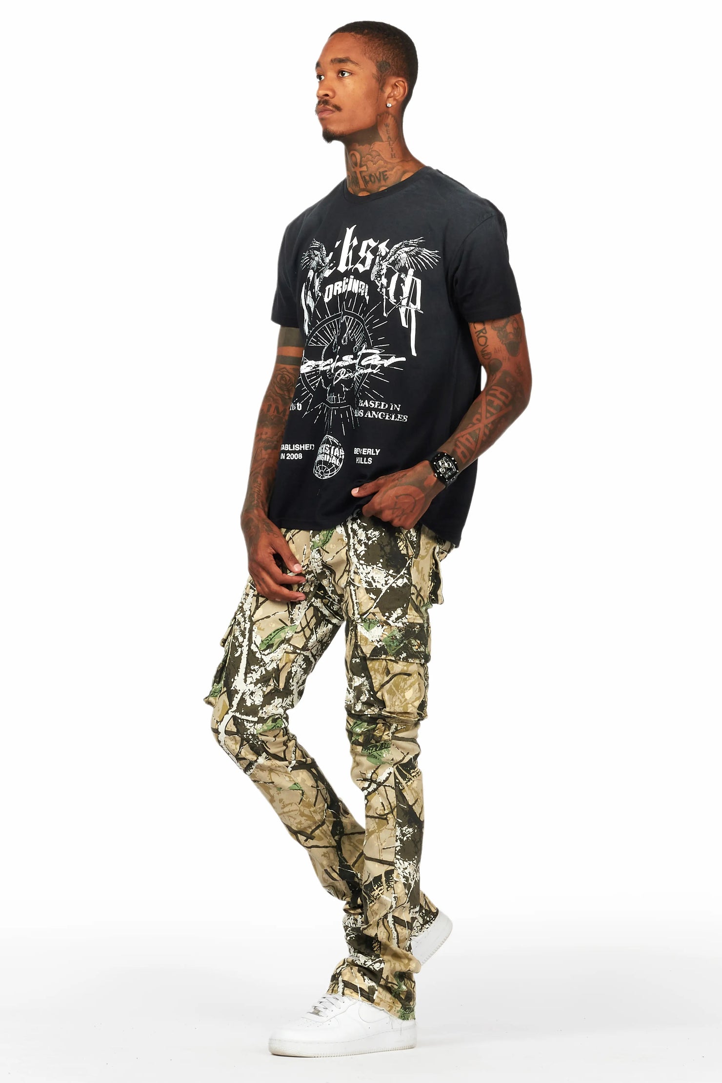 Kirrem Tree Camo Stacked Flare Jean