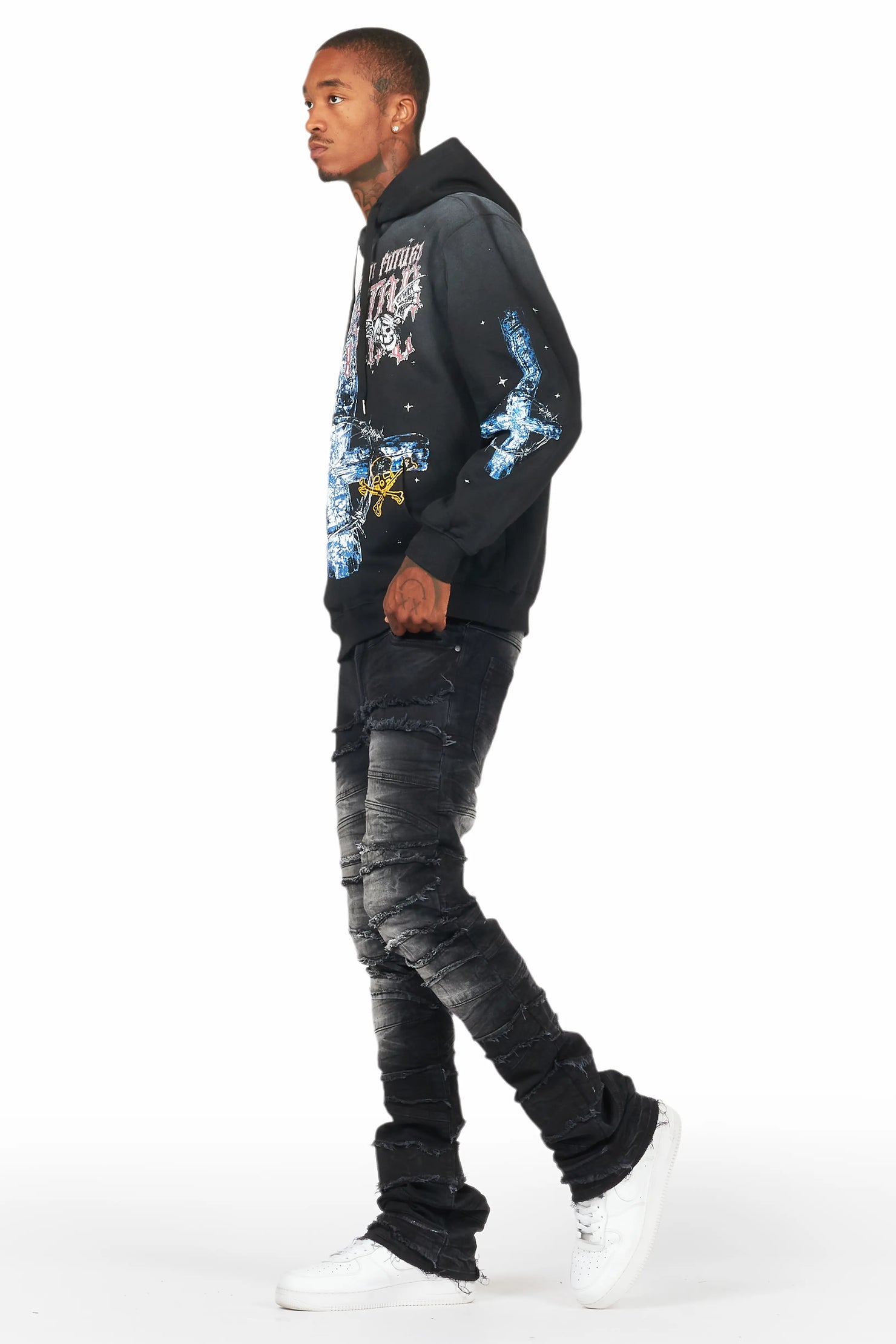 Franko Black Stacked Flare Jean