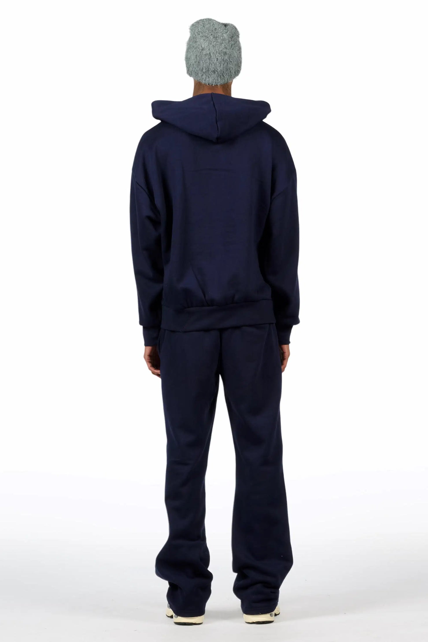 Basic Navy Hoodie Relaxed Track Set