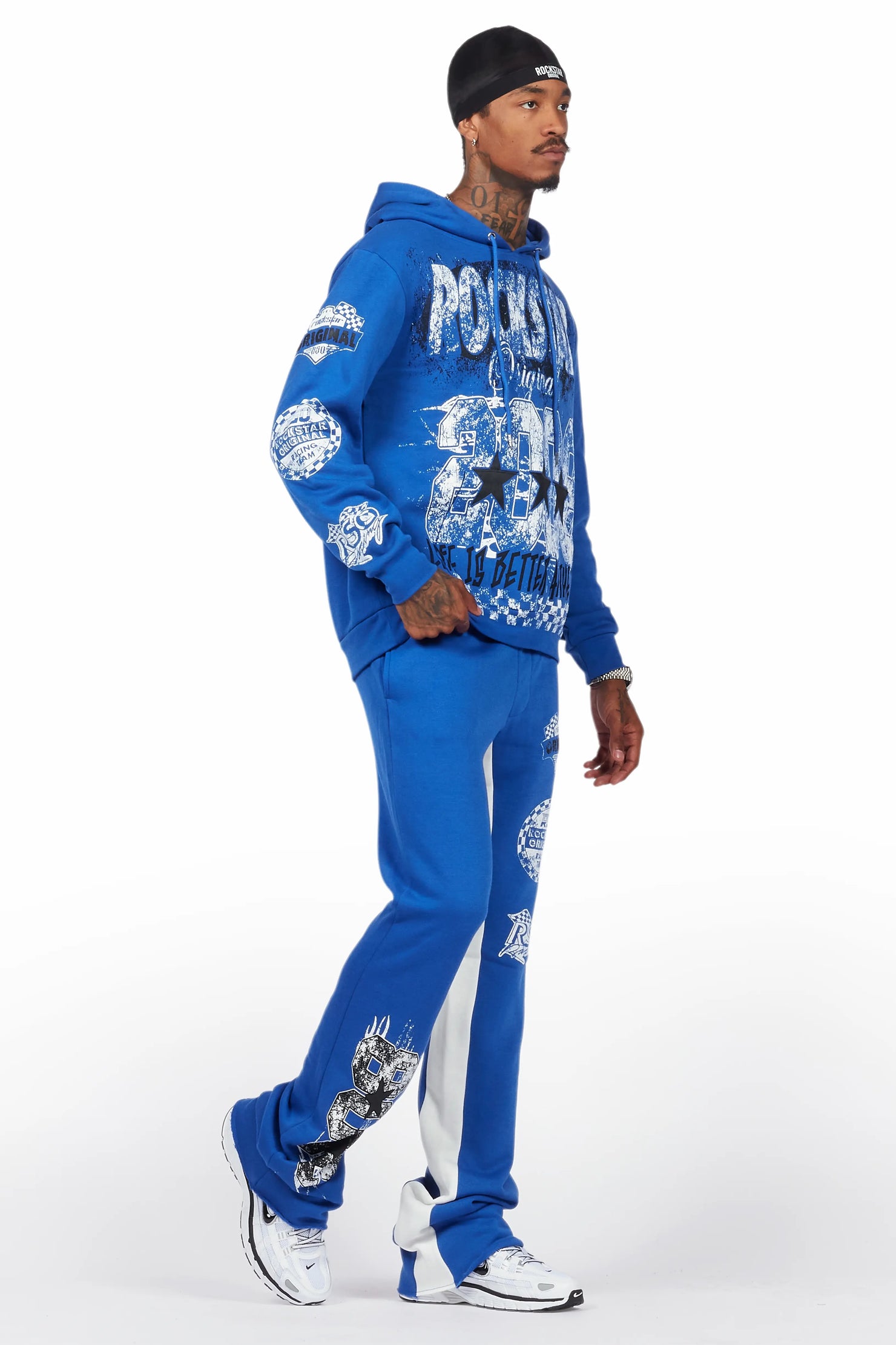 Racing Grung Royal Blue Hoodie/Baggy Track Pant Set
