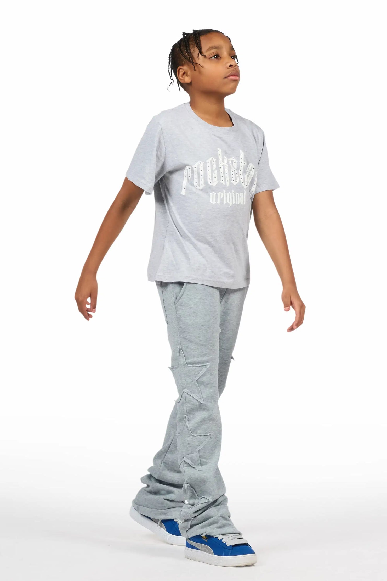 Boys Sinayah Grey Baggy Track Pant
