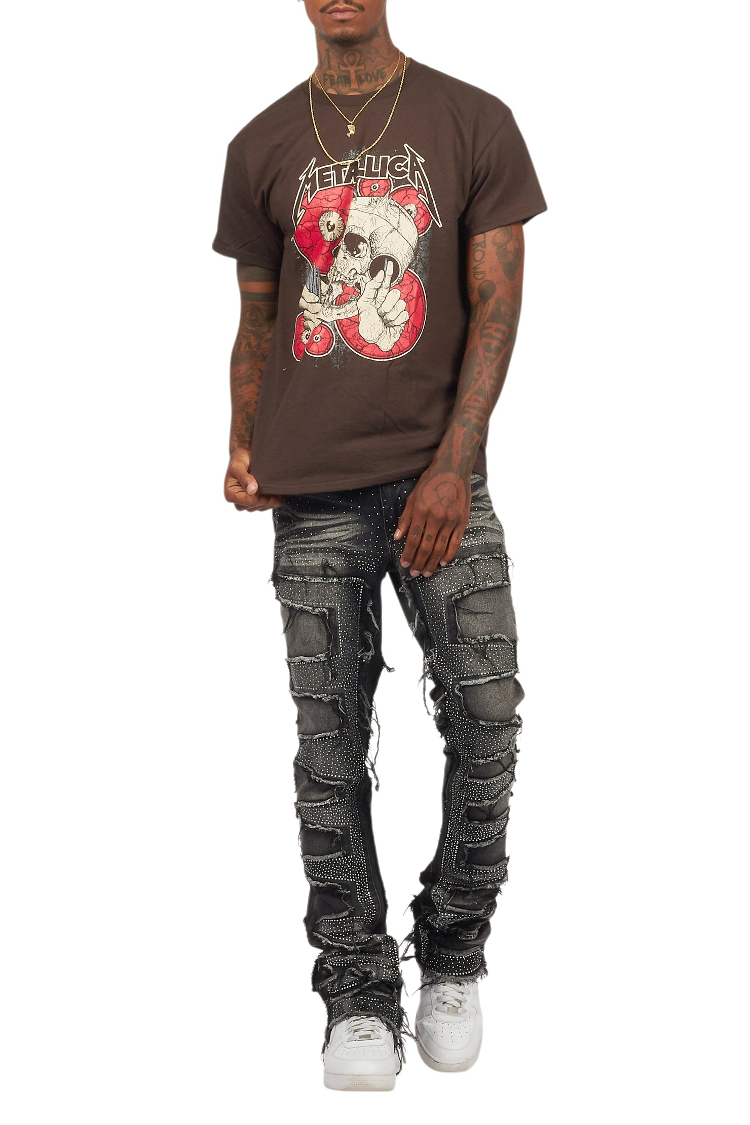 Metallica Skulls Brown/Red Graphic T-Shirt