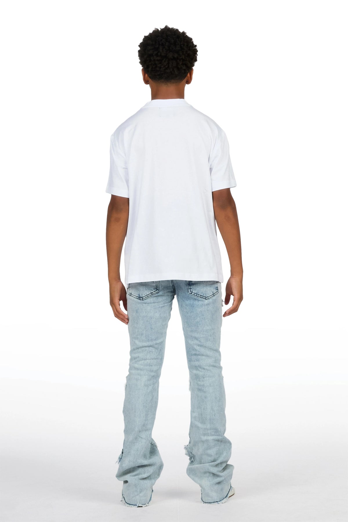 Boys Leonardo Light Blue Stacked Flare Jean