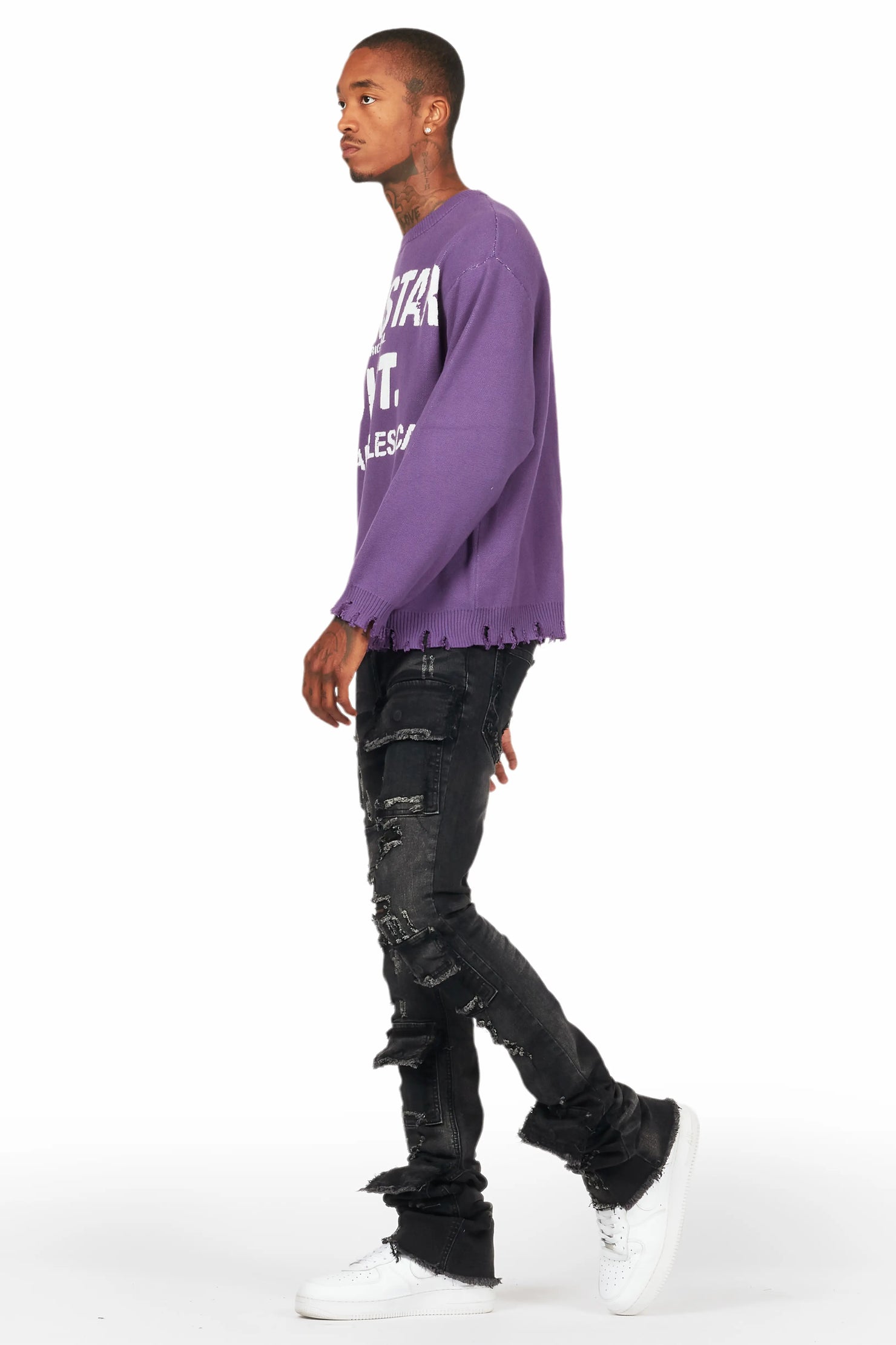 Pooja Black Super Stacked Flare Jean