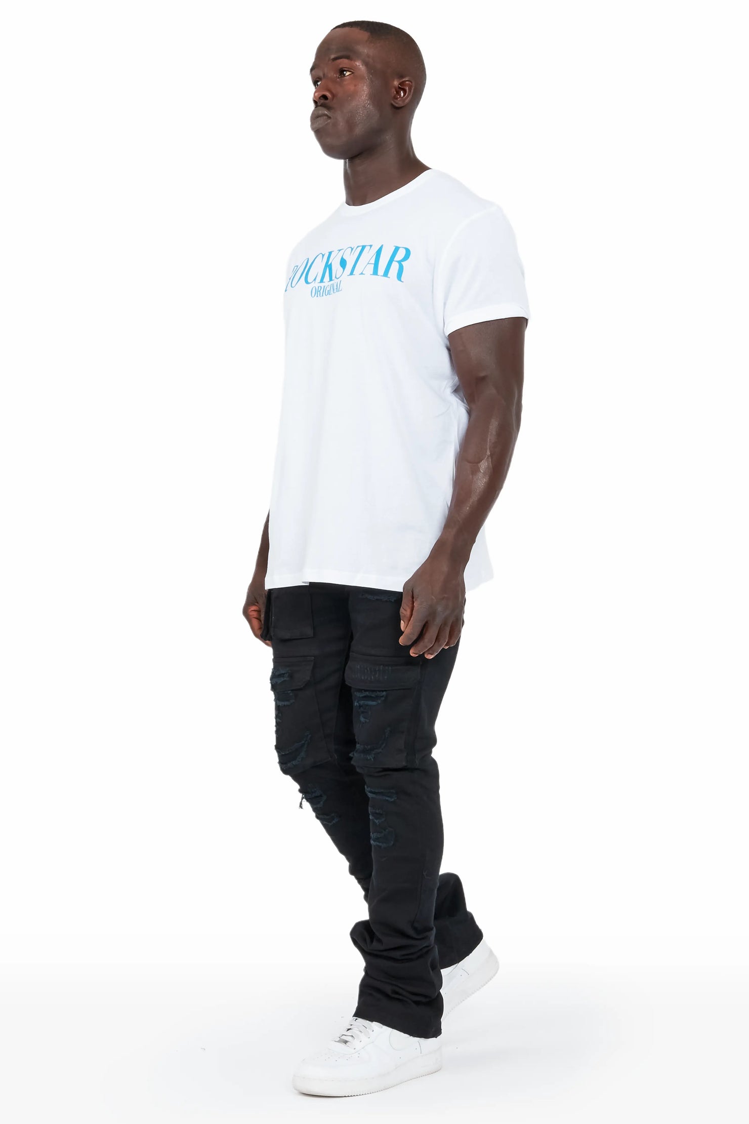 Vance Jet Black Stacked Flare Cargo Jean