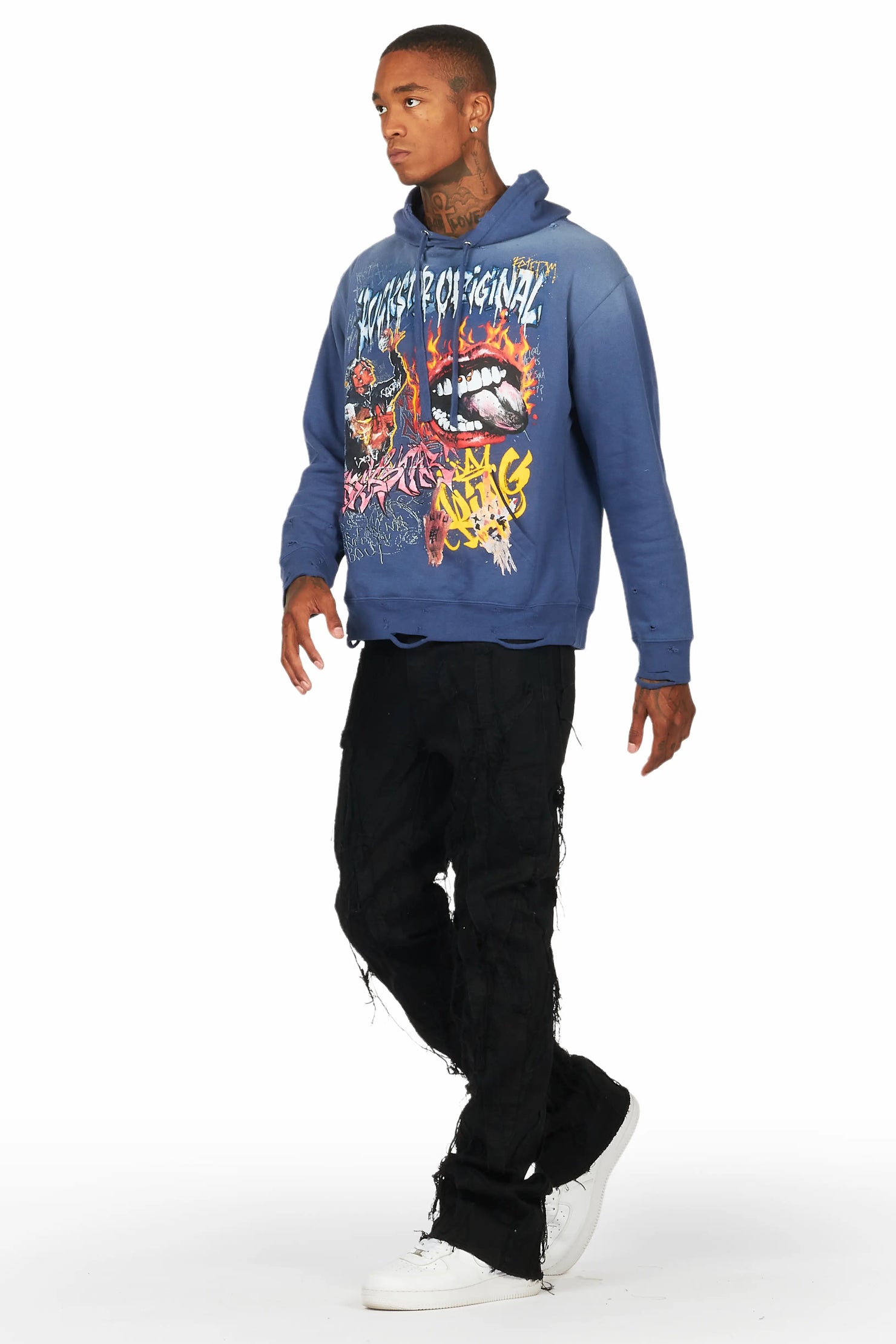 Gennaro Black Stacked Flare Jean