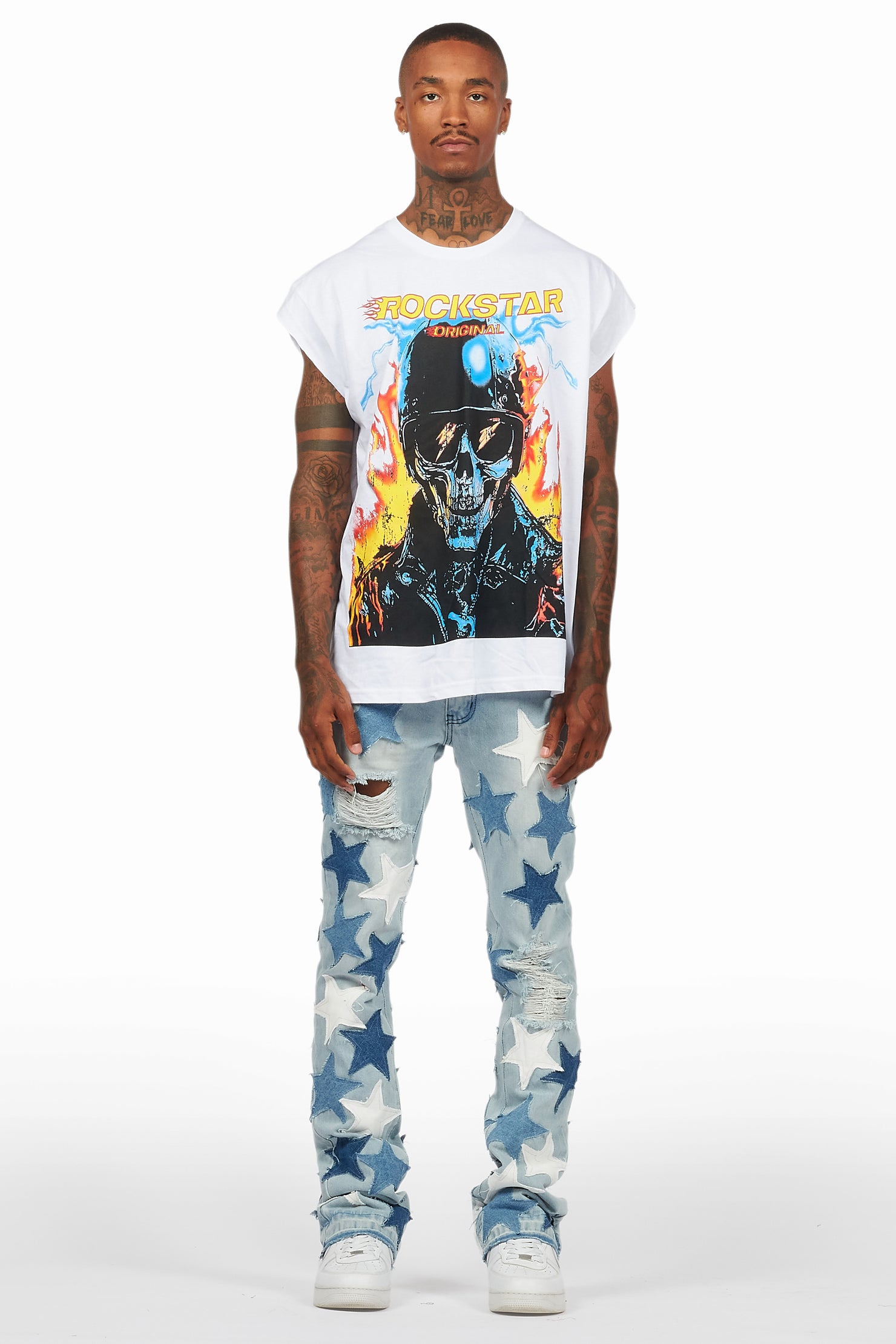 Balius White Graphic Muscle T-Shirt