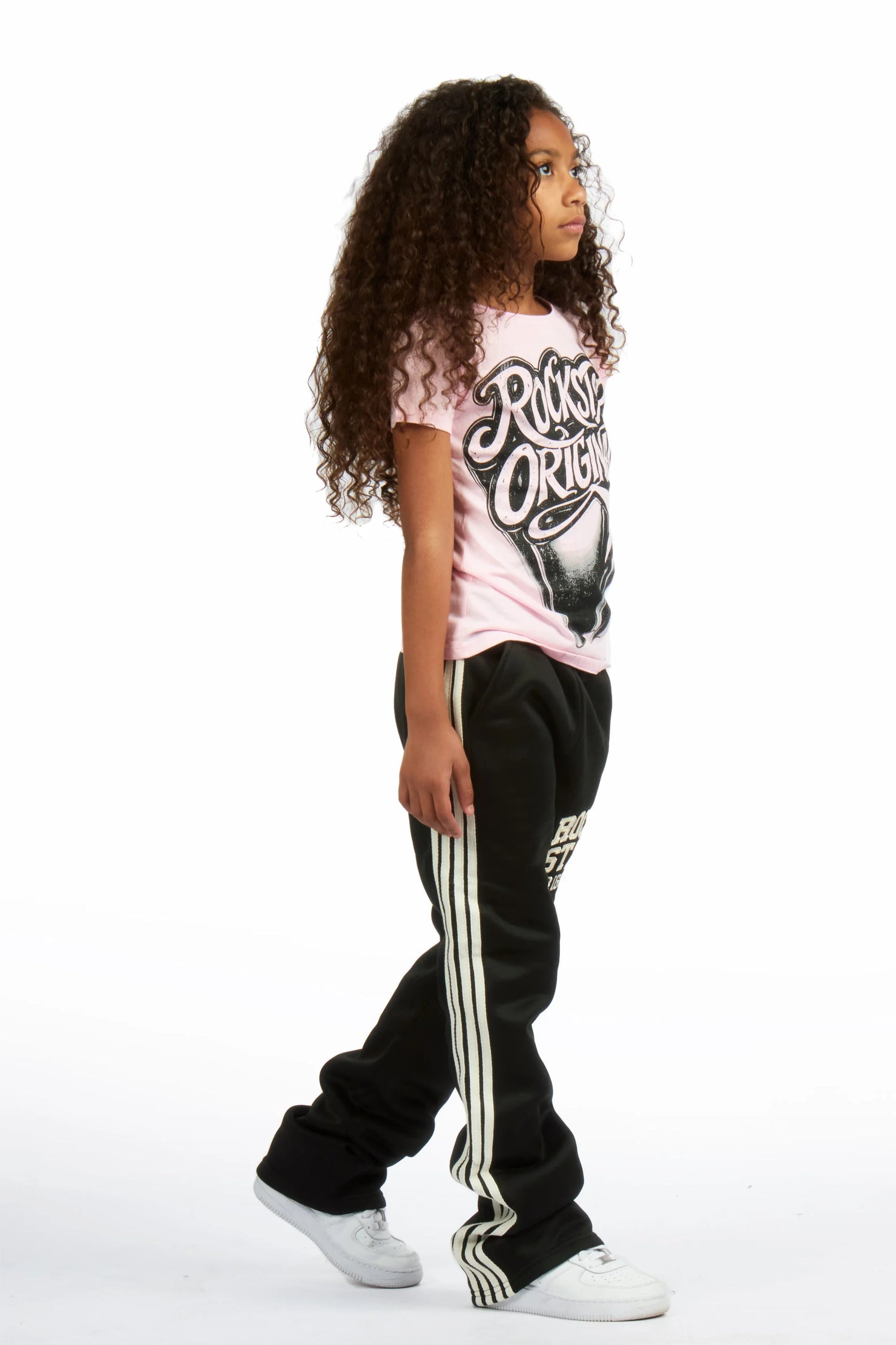 Girls Briana Black Stacked Flare Pant