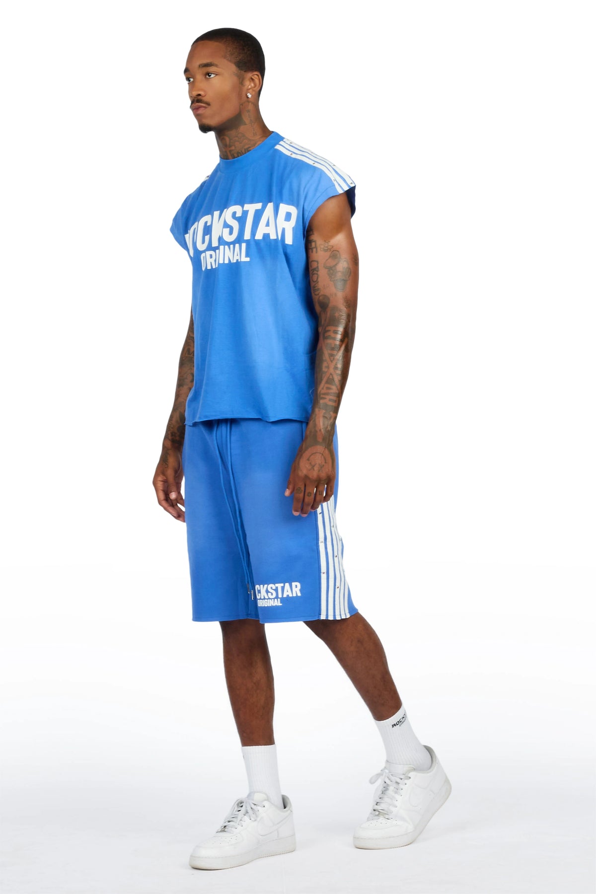 Gulis Royal Rhinestone Cut Sleeve T-Shirt Short Set