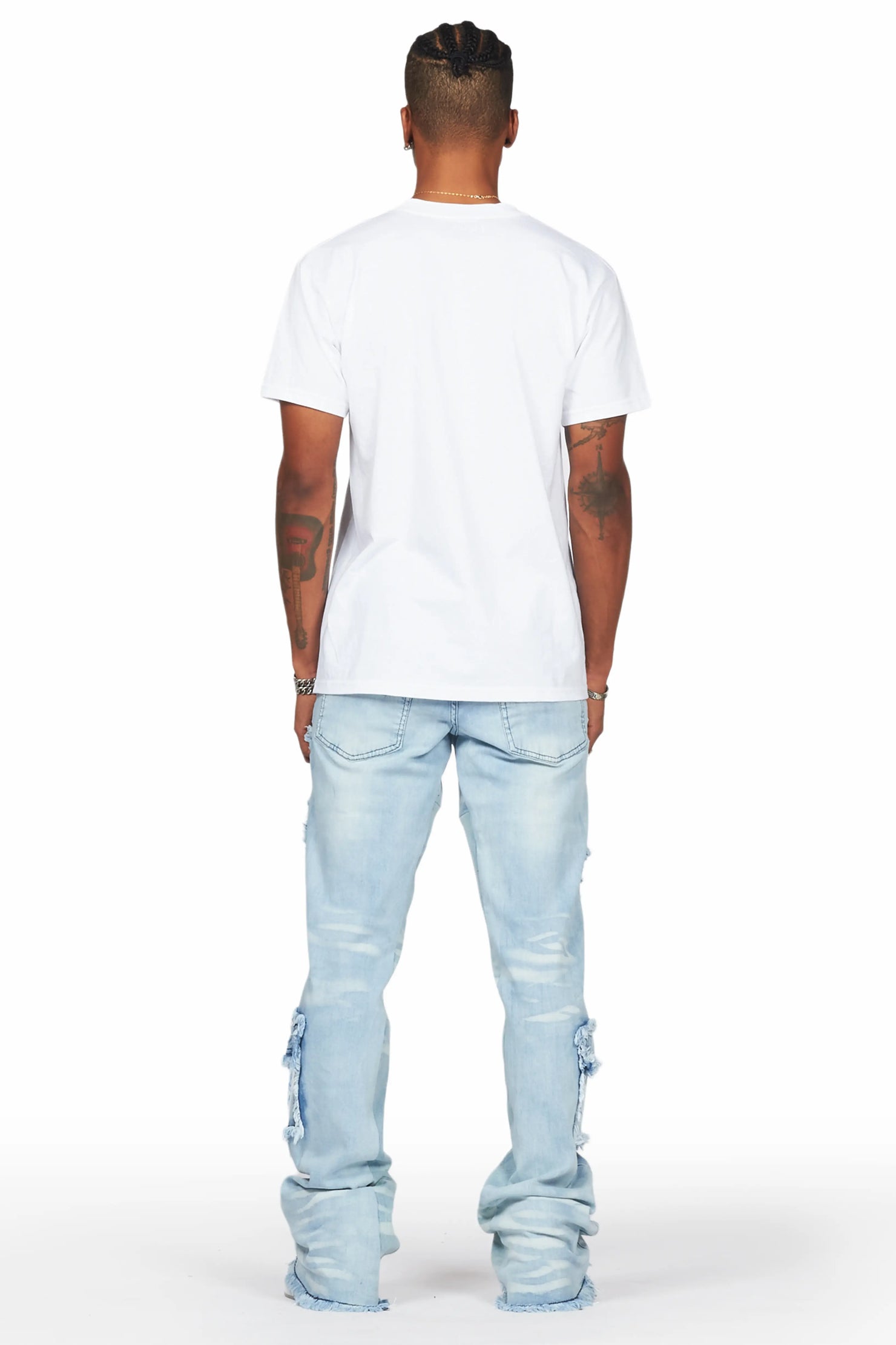 Ubba Blue Baggy Cargo Stacked Jean