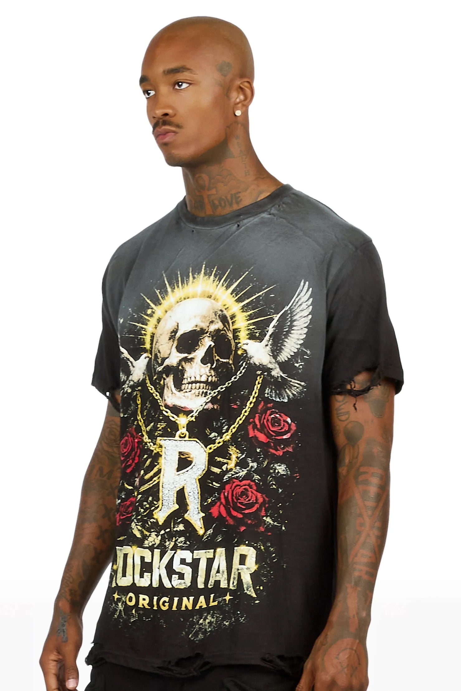 Caprie Black Oversized Graphic T-Shirt