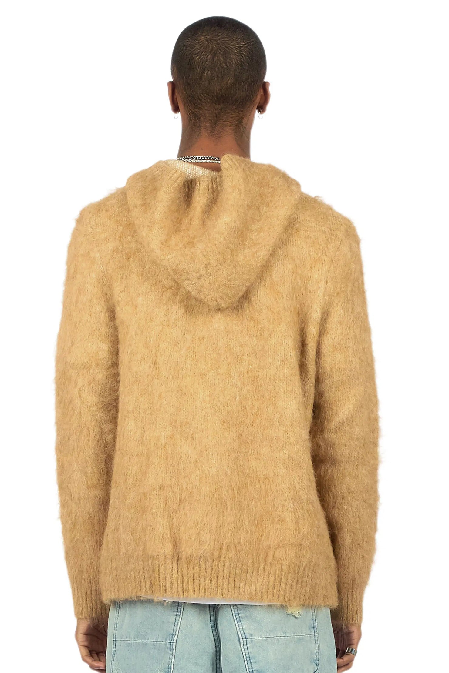 Andros Beige Graphic Knitted Hoodie