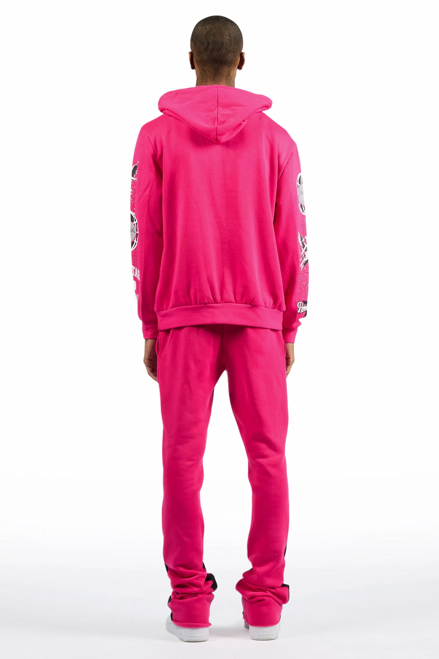 Gutta 2.0 Fuchsia Rhinestone Hoodie/Stacked Flare Track Set