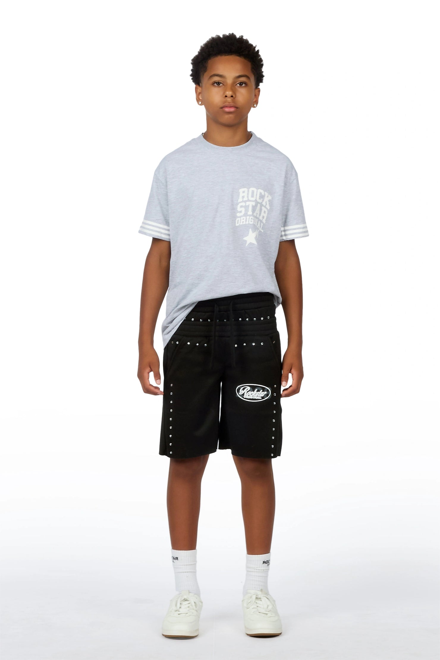 Boys Dezstan Black Rhinestone Double Waisted Short