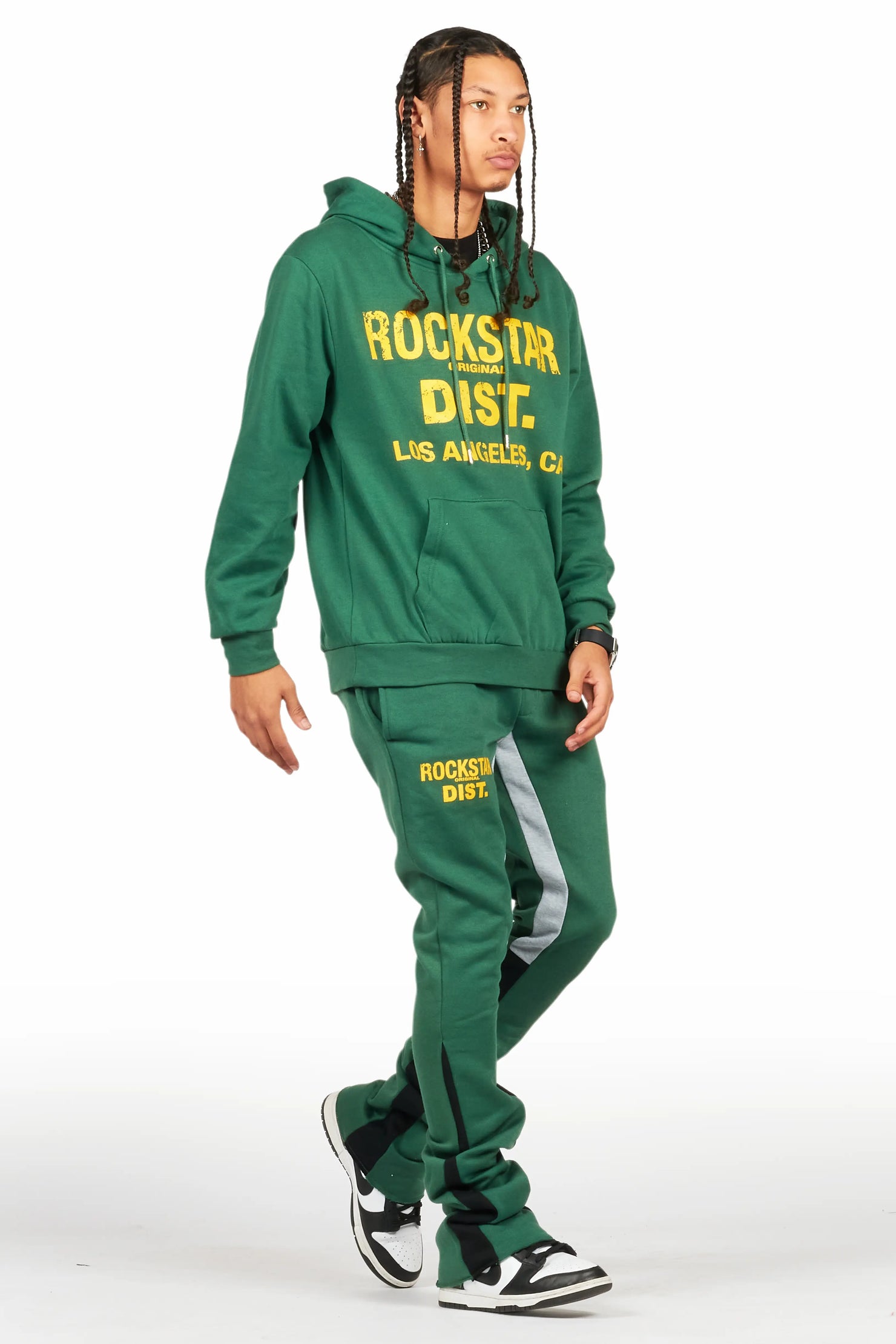 Lake Green/Yellow Hoodie/Stacked Flare Track Pant Set