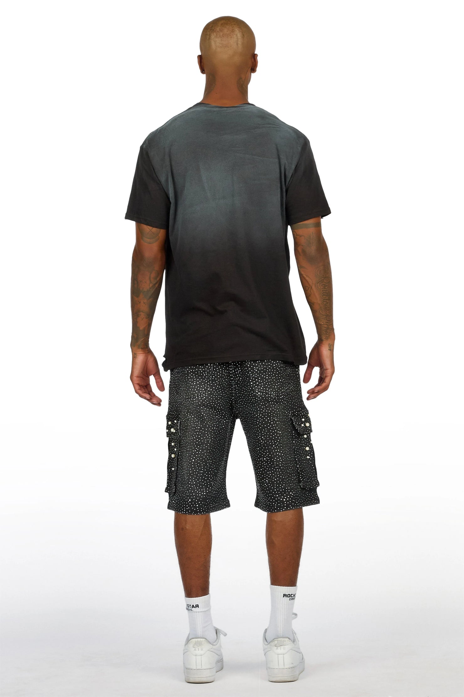 Sevyn Black Rhinestone Denim Short