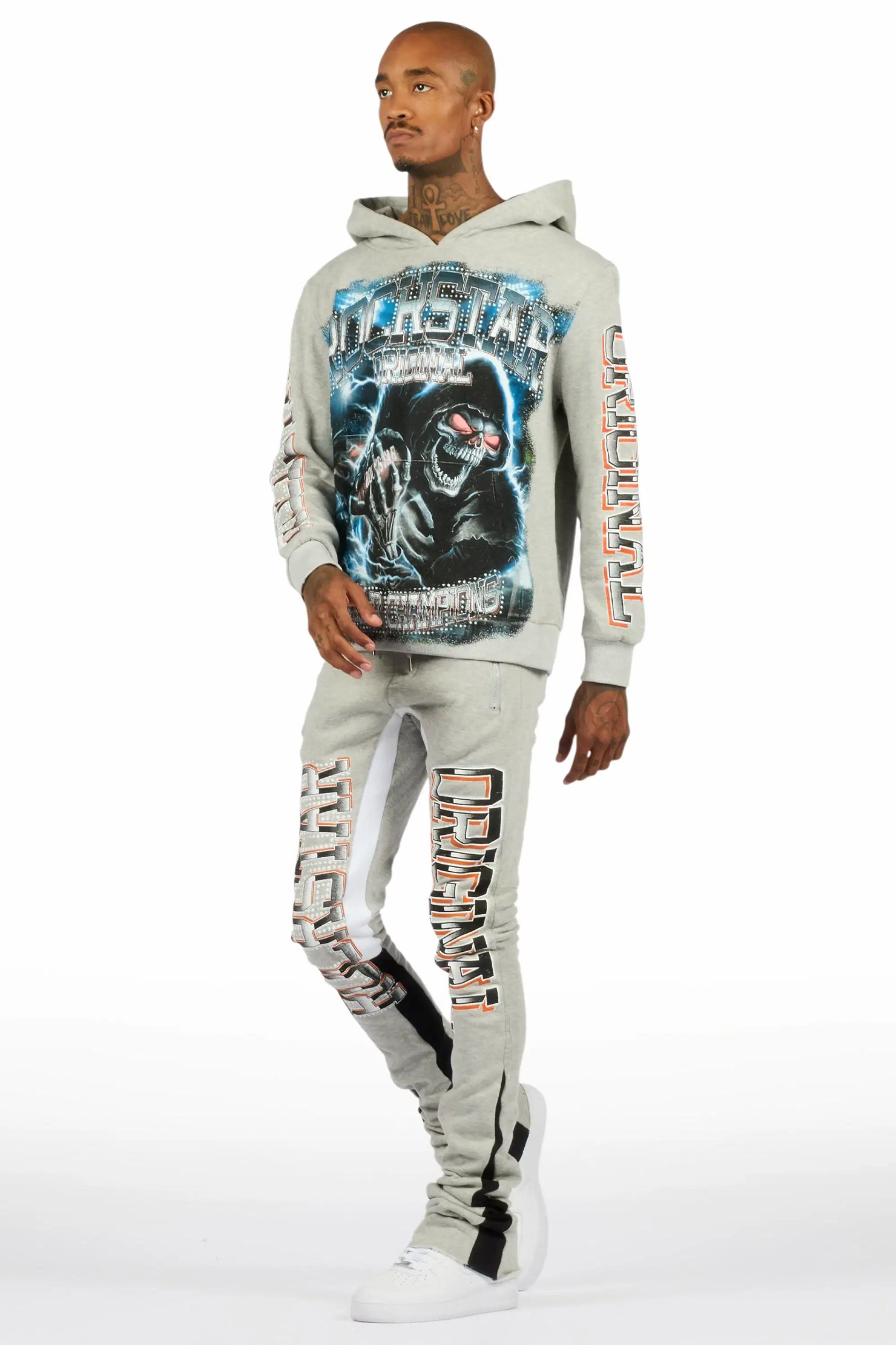 Kross Heather Grey/Multi Hoodie/Super Stacked Track Set