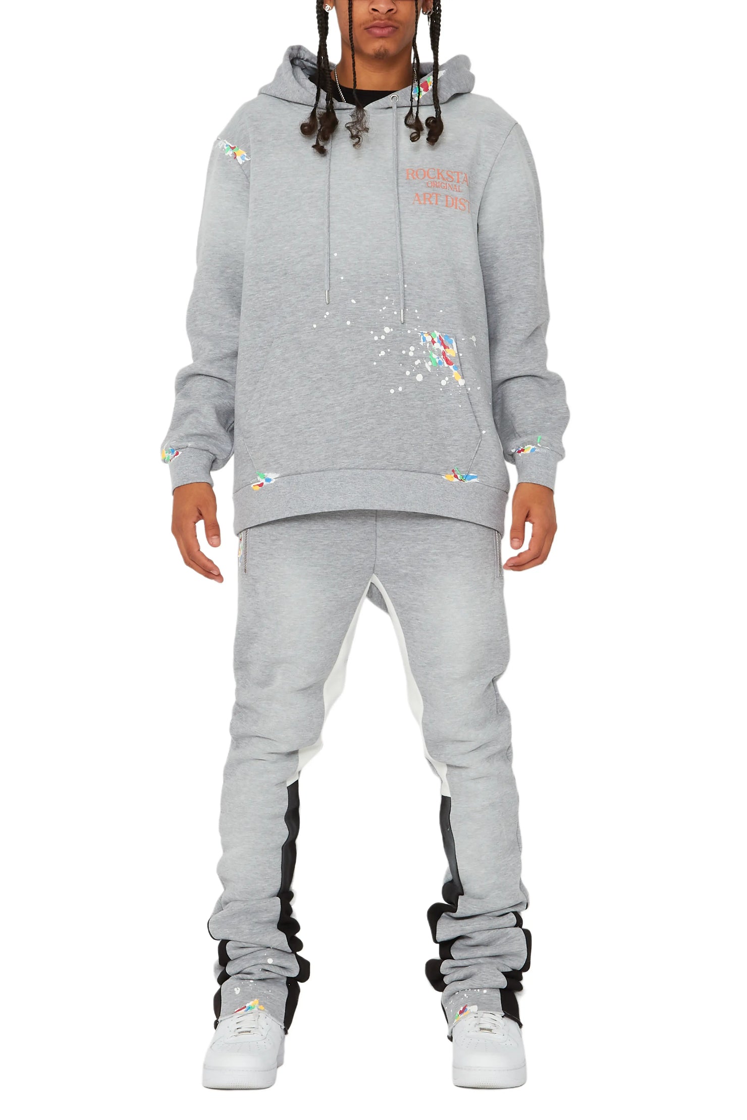 Rockstar Art Dist. Grey/Orange/Black Super Stacked Pant Set