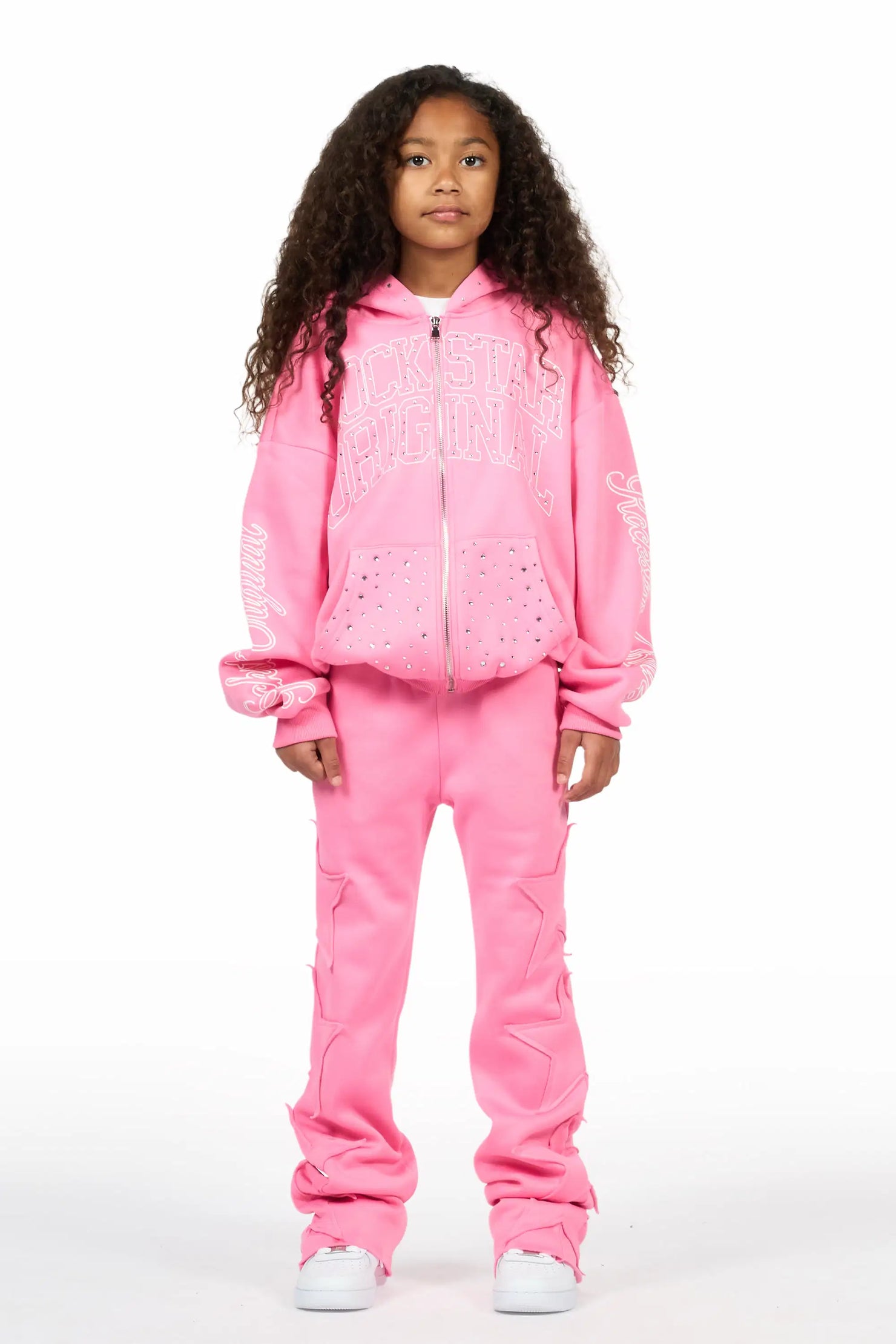 Girls Sinayah Pink Stacked Track Pant