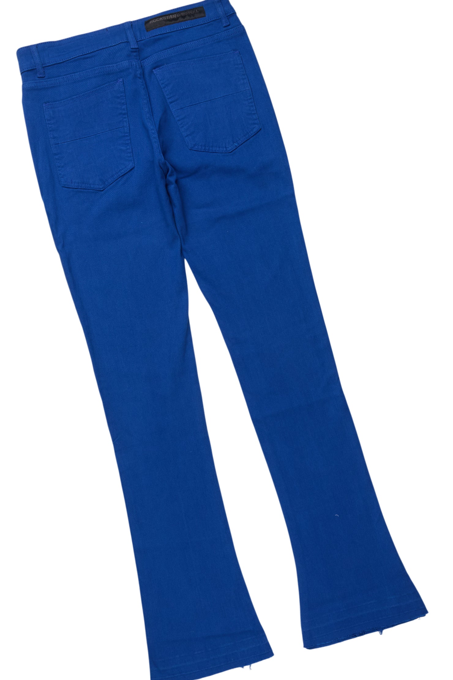 Grill White/Royal Blue Oversized Graphic T-Shirt/Dag Stacked Flare Jean Set