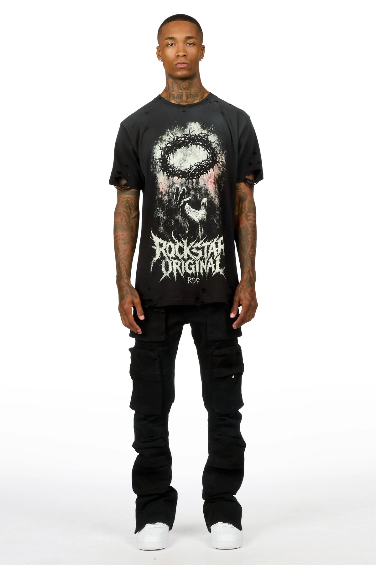 Shepard Black Cargo Stacked Flare Jean