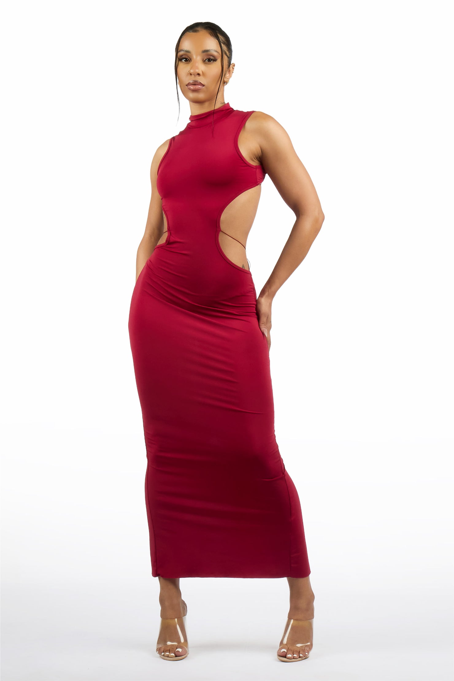 Lo-Fly Butterfly Back Burgundy Maxi Dress