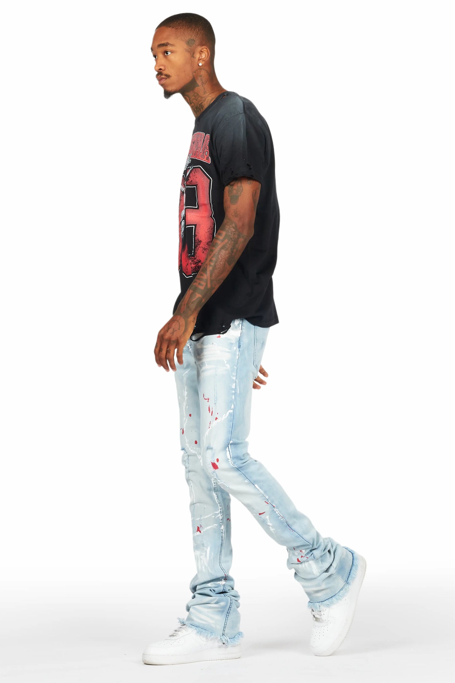 Fields Black T-Shirt/Stacked Flare Jean Set