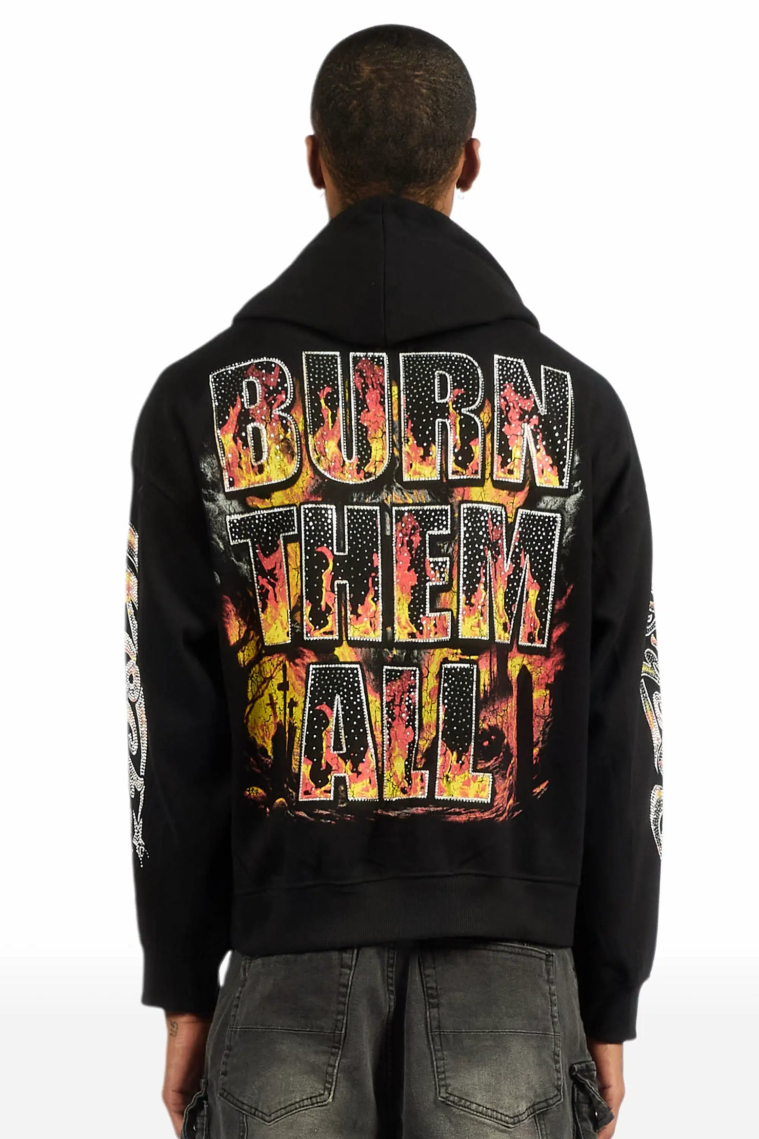 Brun Black Rhinestone Oversized Hoodie