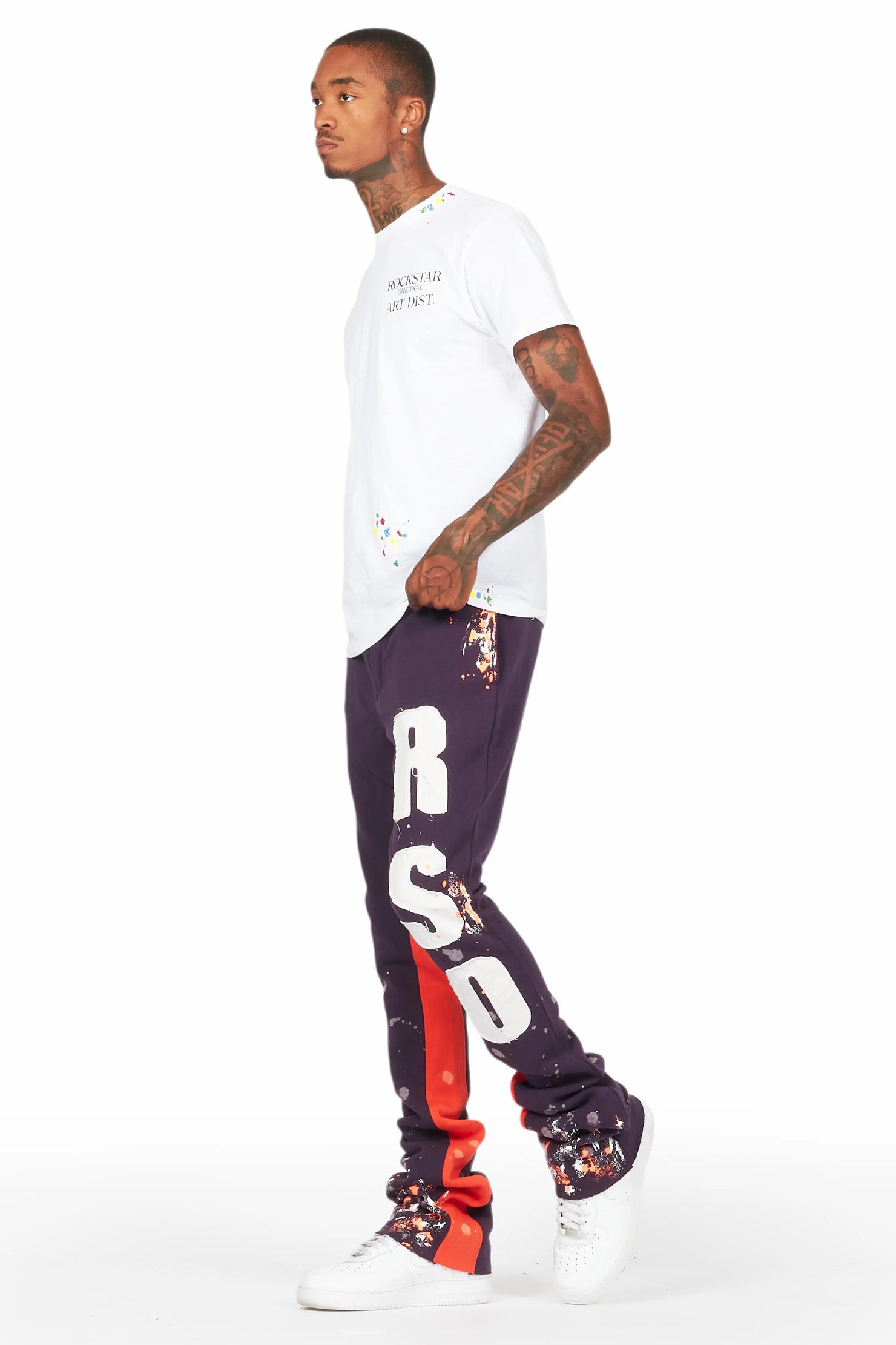 Ulmer Purple Patchwork Stacked Flare Track Pant