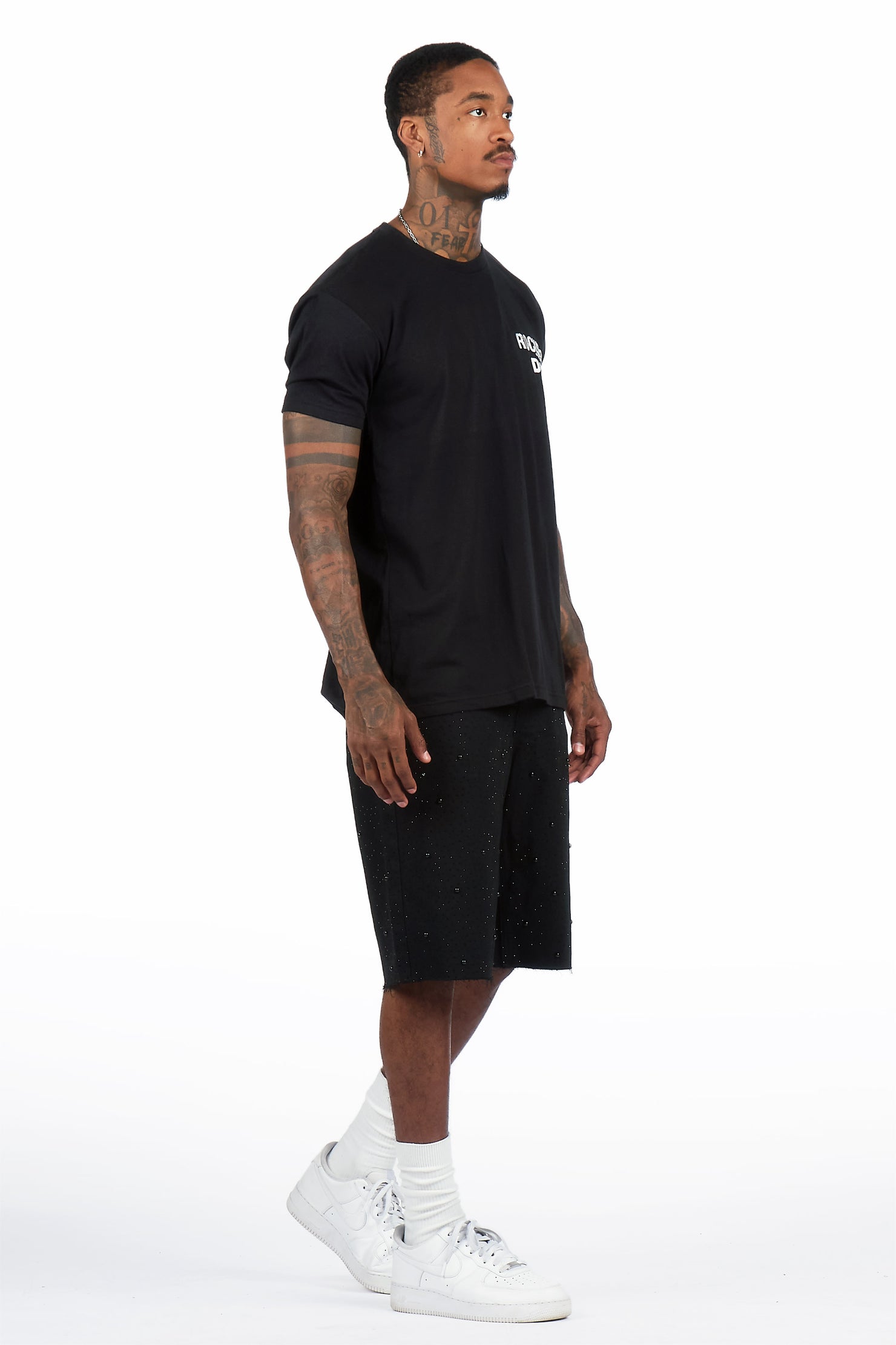 Sherrod Black Rhinestones Denim Short