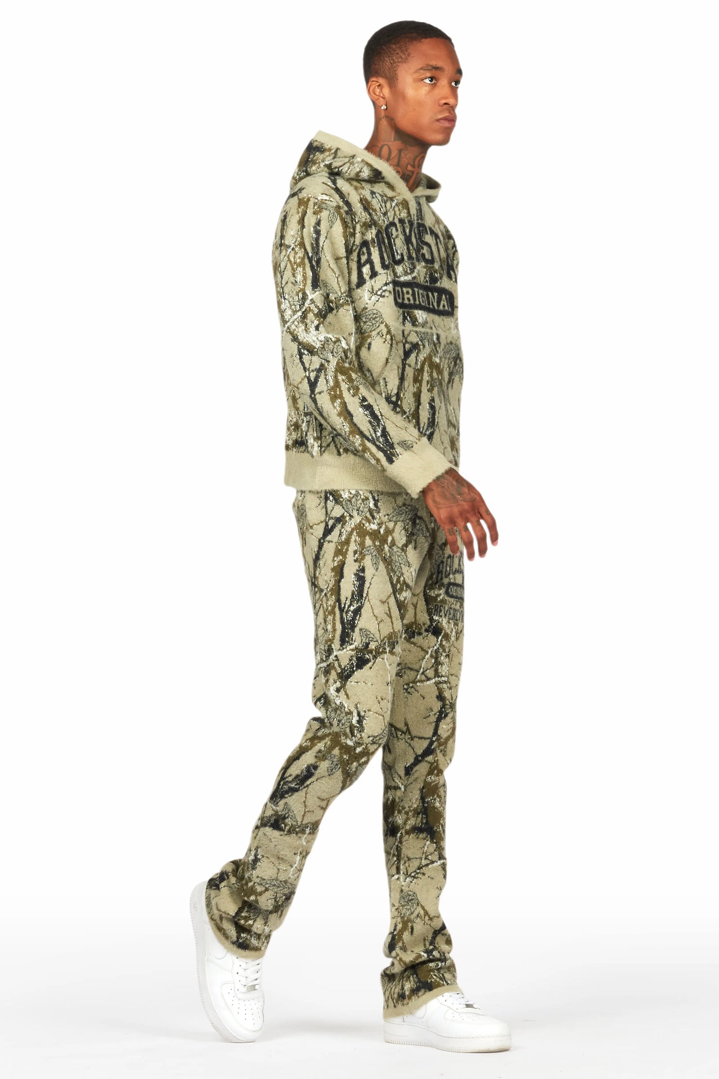 Member Tree Camo Stacked Flare Knitted Mohair Track Set