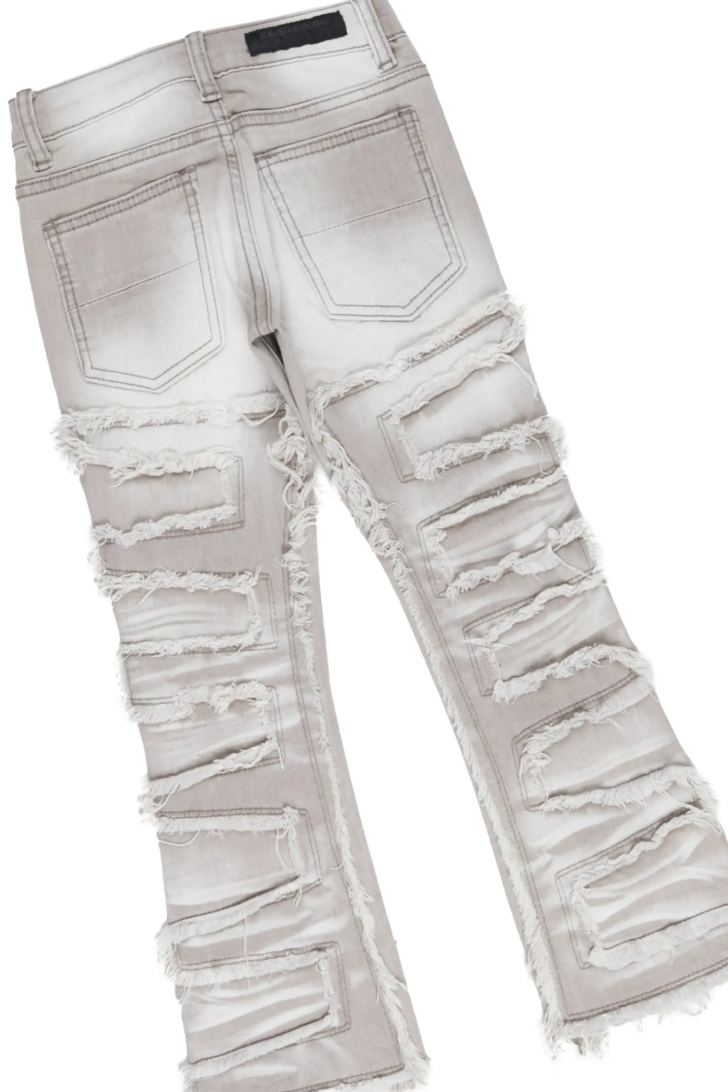 Boys Beau Red/Grey Hoodie/Stacked Flare Jean Set