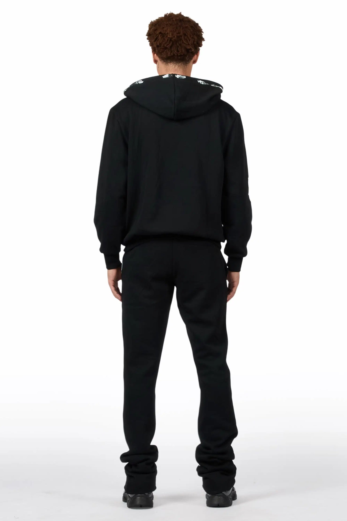 Filip Black Hoodie/Stacked Pant Track Set