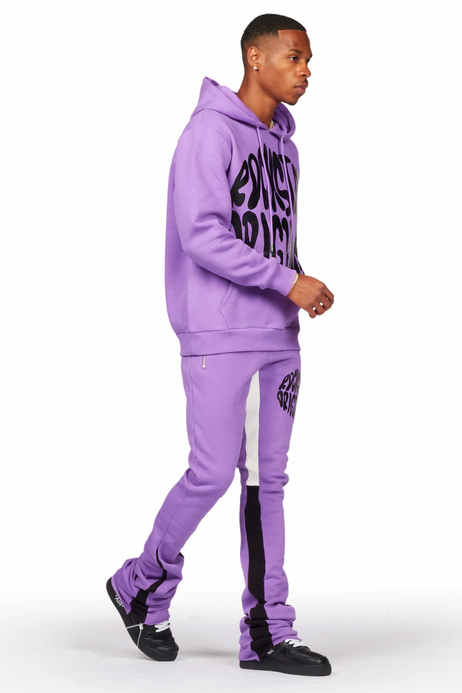 Thierry Purple Super Stacked Flare Track Pant Set