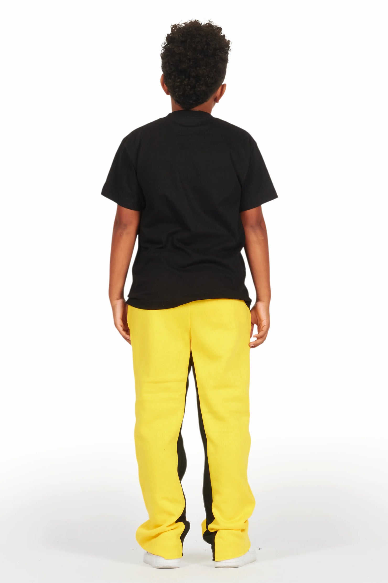 Boys Uko Yellow Stacked Baggy Flare Pant