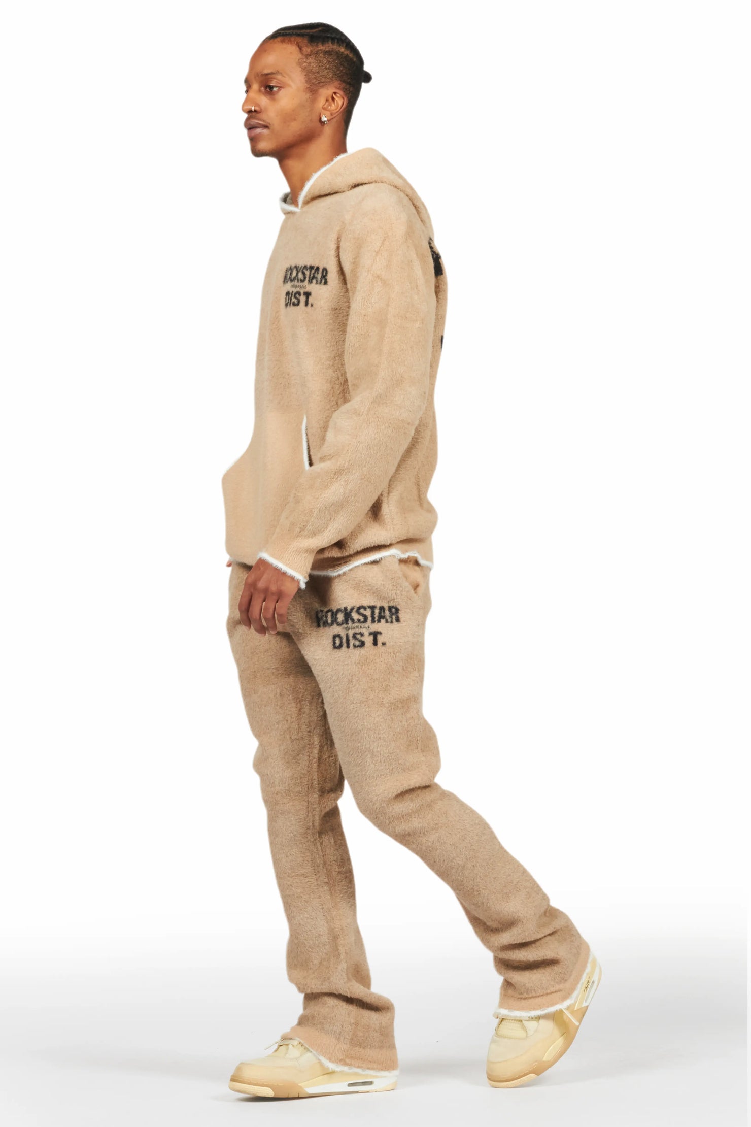 Lake Beige Mohair Knit Track Set