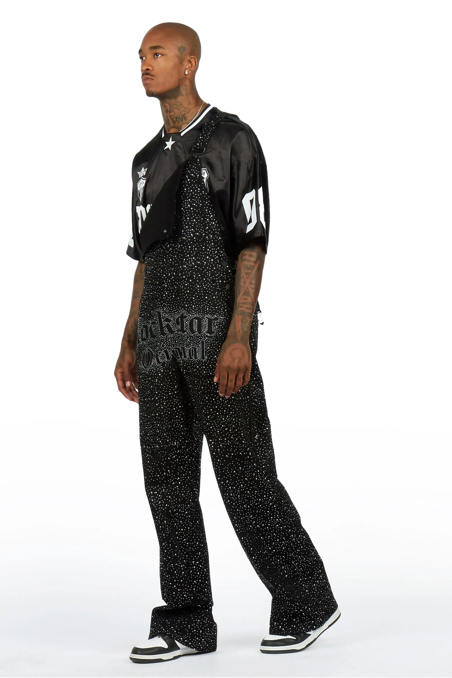 Dezmin Black Rhinestone Denim Overall